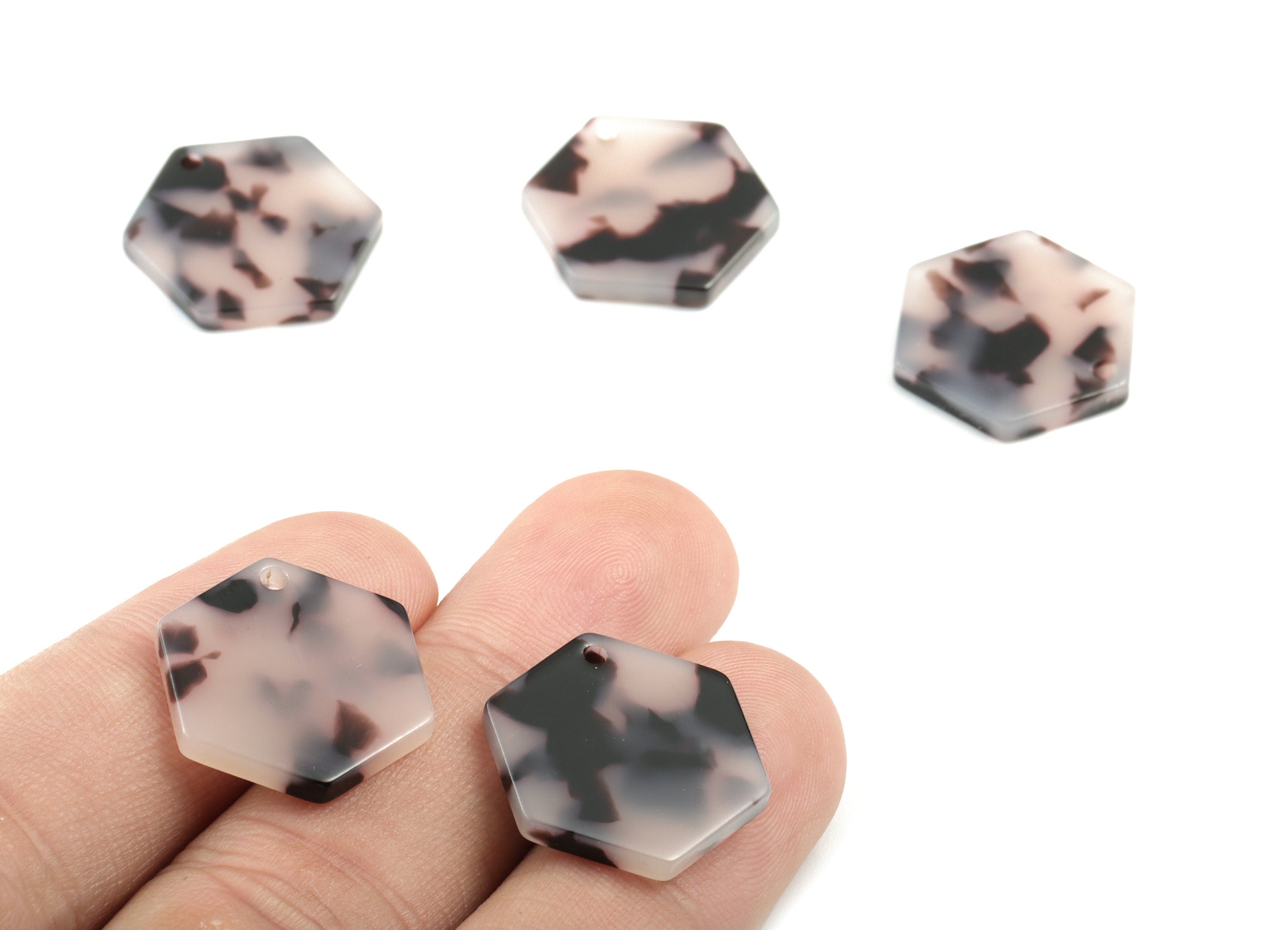Acetate Hexagon Earring Charm - Hexagon Pendant - Blonde Tortoise Shell - Jewelry Supplies - Color Code:A06 - 20.46x18.2x2.47mm - AC1828-A06 - DOMEDBAZAAR