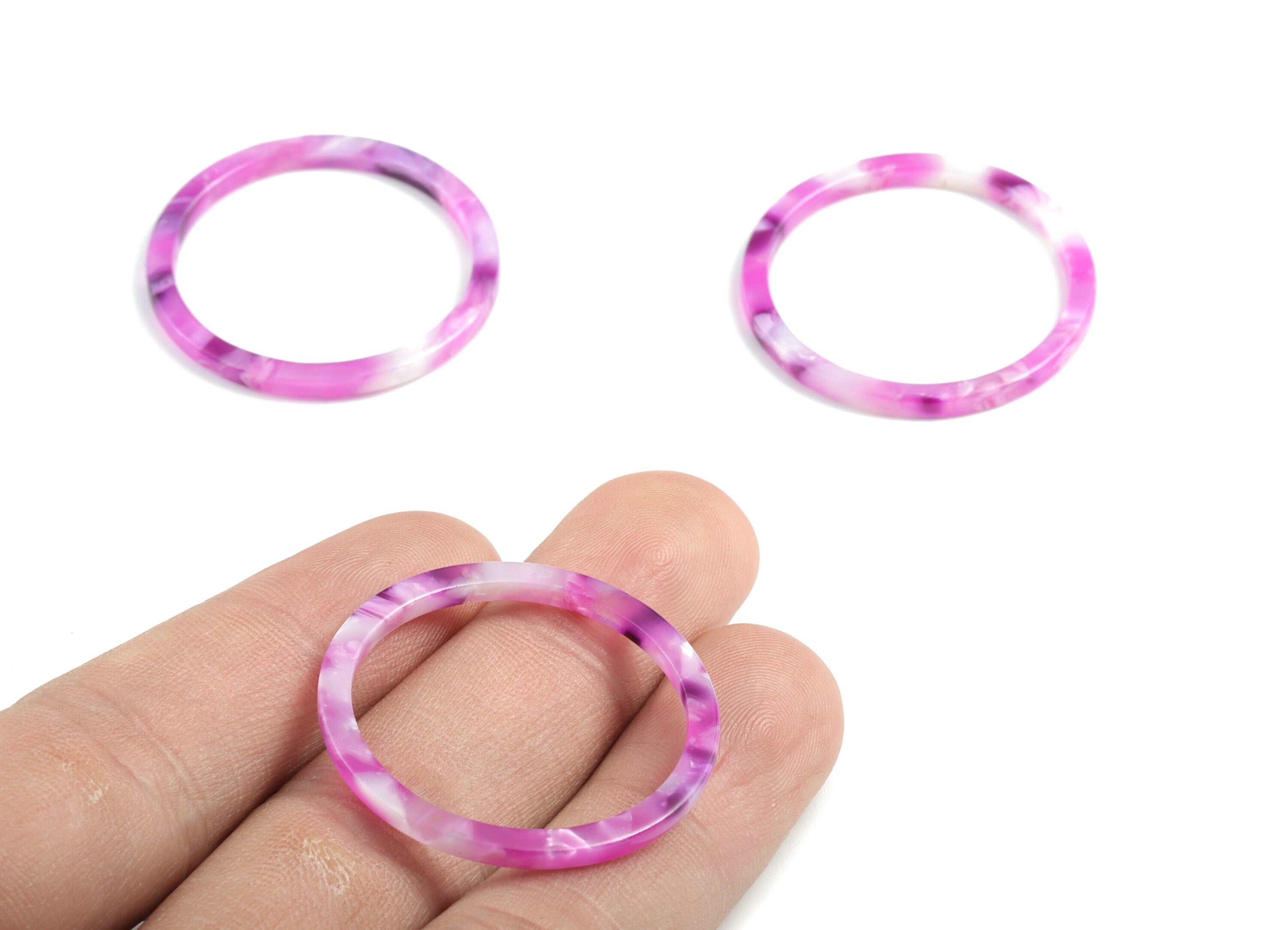 Acetate Hoop Charms - Circle Earring and Pendant - Earring Findings - Jewelry Supplies - Color Code: A224 - 33.06x33.06x2.48mm - AC1043-A224 - DOMEDBAZAAR