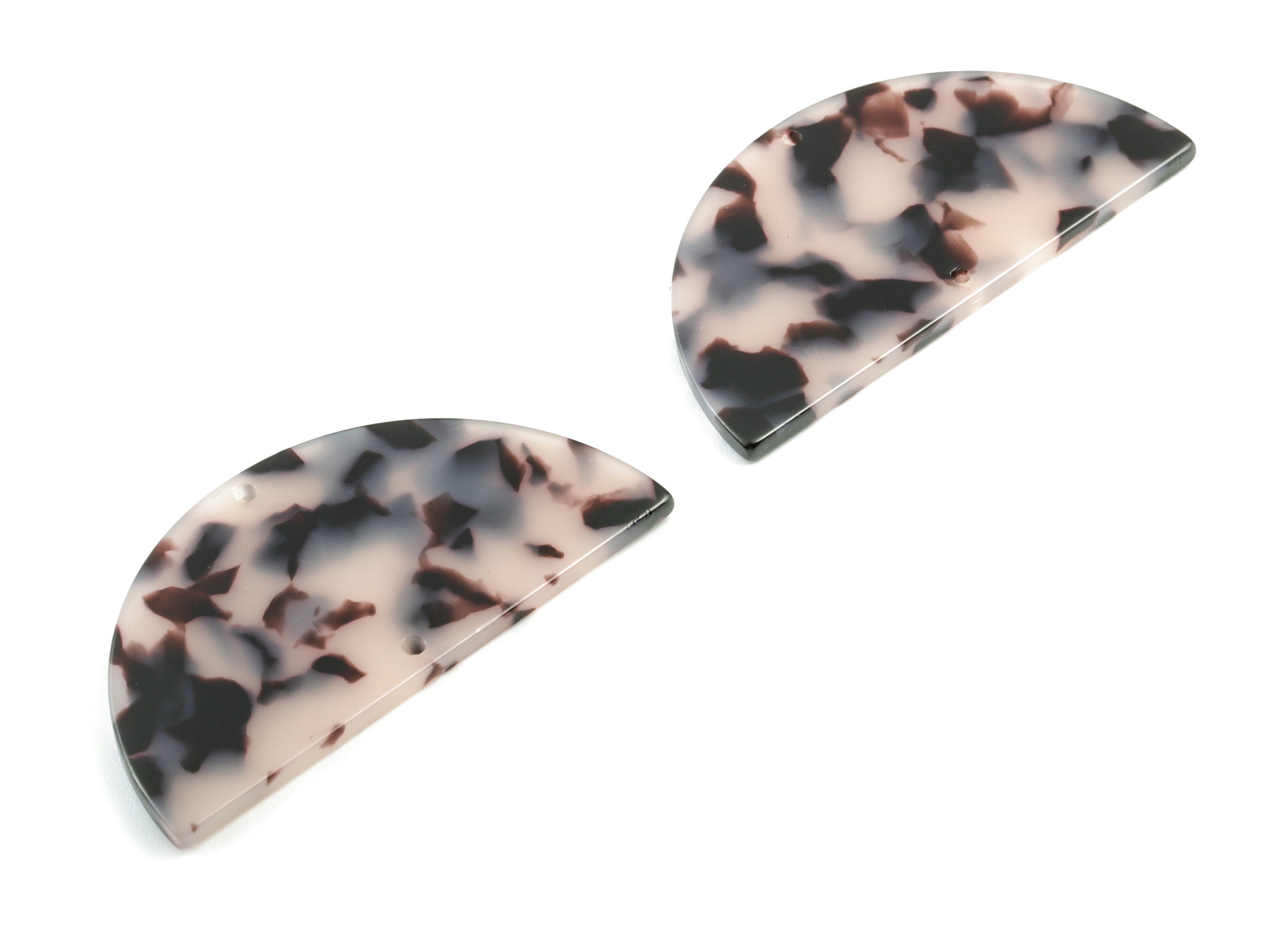 Acetate Semicircle Connectors - Blond Tortoise Shell Half Moon Earring Charms - 2 Holes - Color Code: A06 - 50.76x25.38x2.57mm - AC1792-A06 - DOMEDBAZAAR