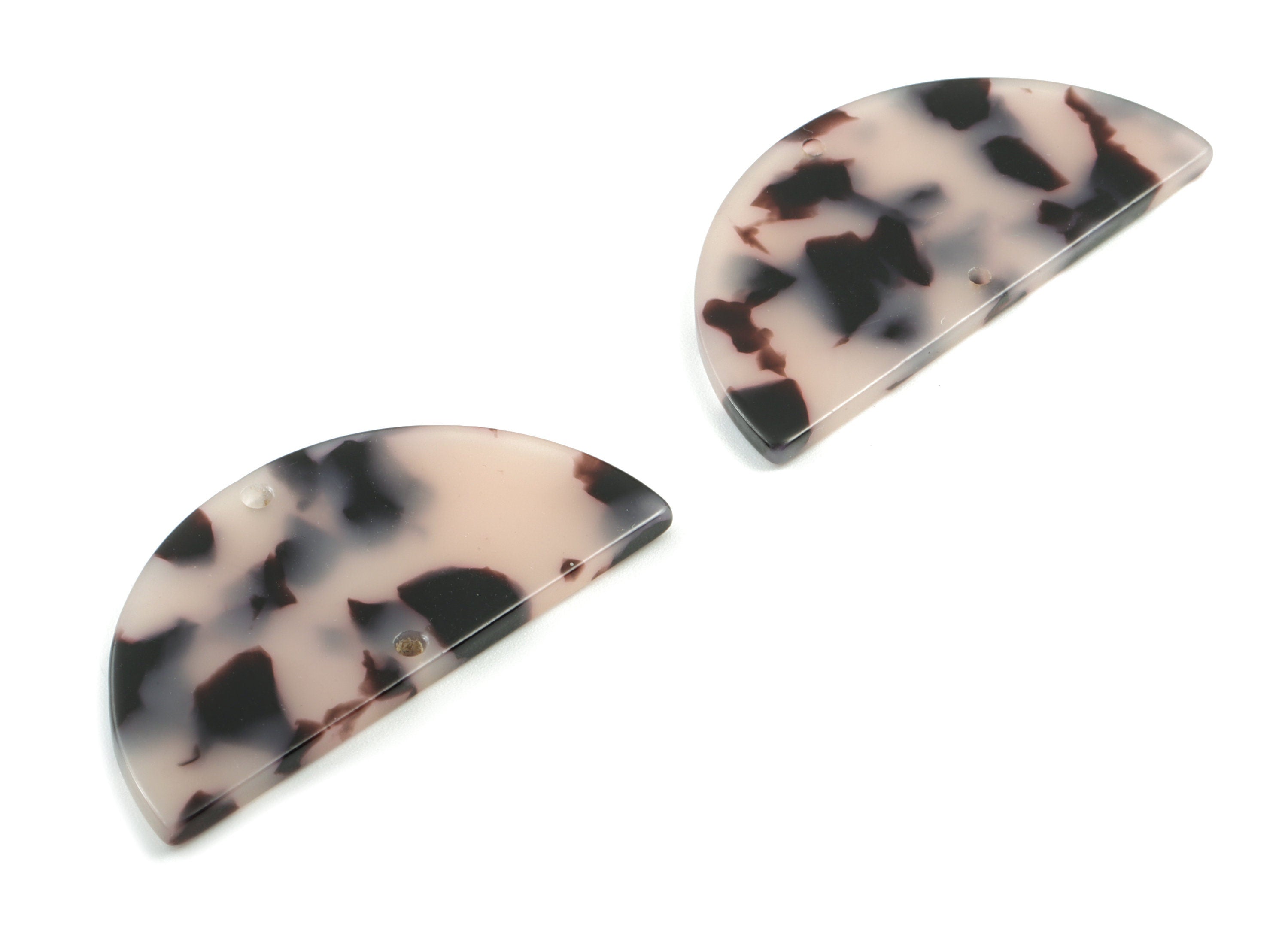 Acetate Semicircle Connectors - Blond Tortoise Shell - Half Moon Earrings - 2 Holes - Color Code:A06 - 37.31x18.49x2.43mm - AC1800-A06 - DOMEDBAZAAR