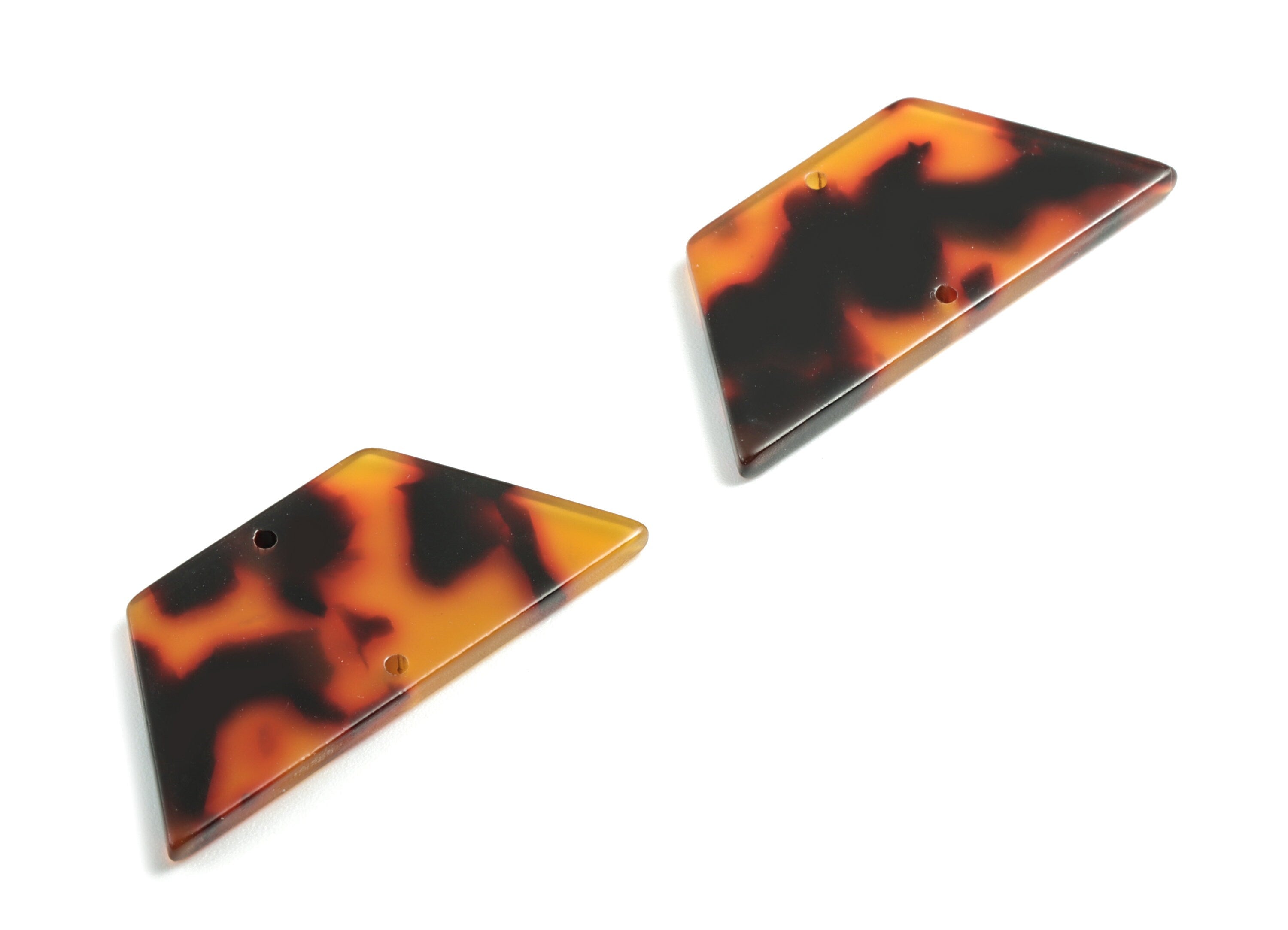 Acetate Trapezoid Connectors - 2 Holes Trapezoid Tortoise Shell Earring - Jewelry Supplies - Color Code: A04 - 36.62x16x2.67mm - AC1802-A04 - DOMEDBAZAAR