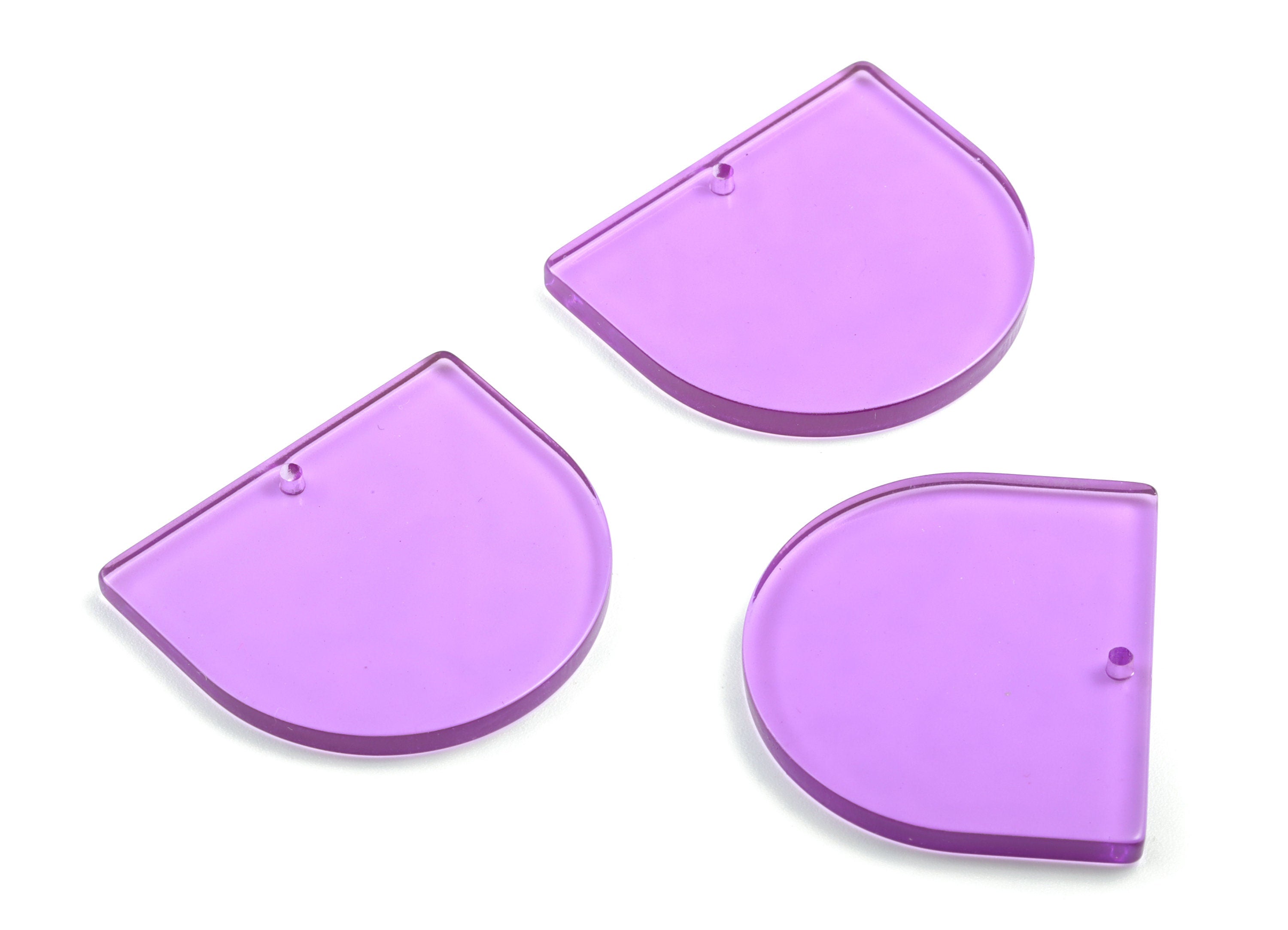 Acrylic D Earring Charms - Half Moon Pendant - Earring Findings - Jewelry Supplies - Color Code: A72 - 33.37x29.39x3.25mm - AC1094-A72 - DOMEDBAZAAR