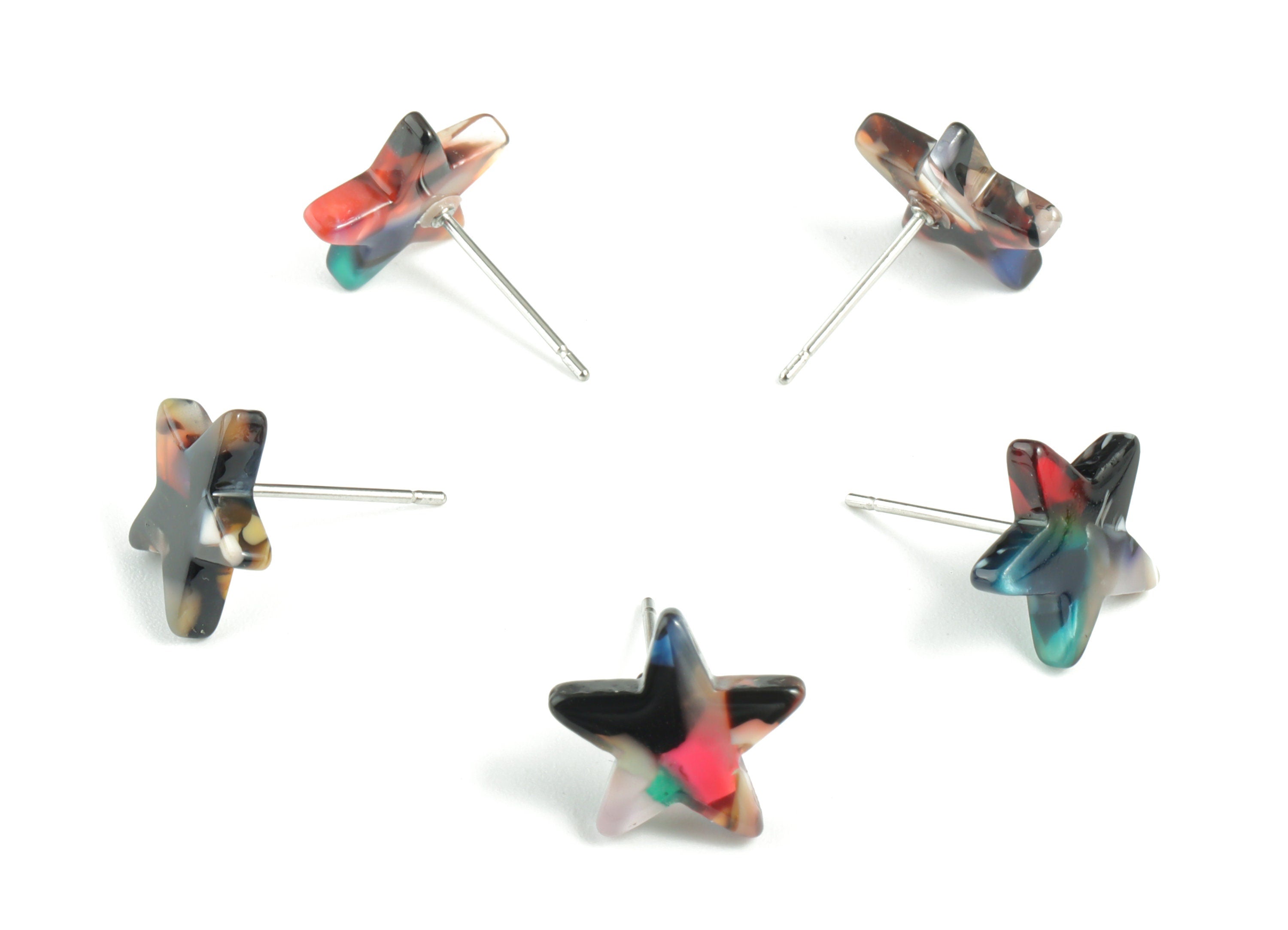 Acetate Star Earring Post - Acetate Star Earring Stud - No Hole - Earring Post - Color Code: A11 - 12.8x11.5x2.6mm - AC1138D-O - DOMEDBAZAAR