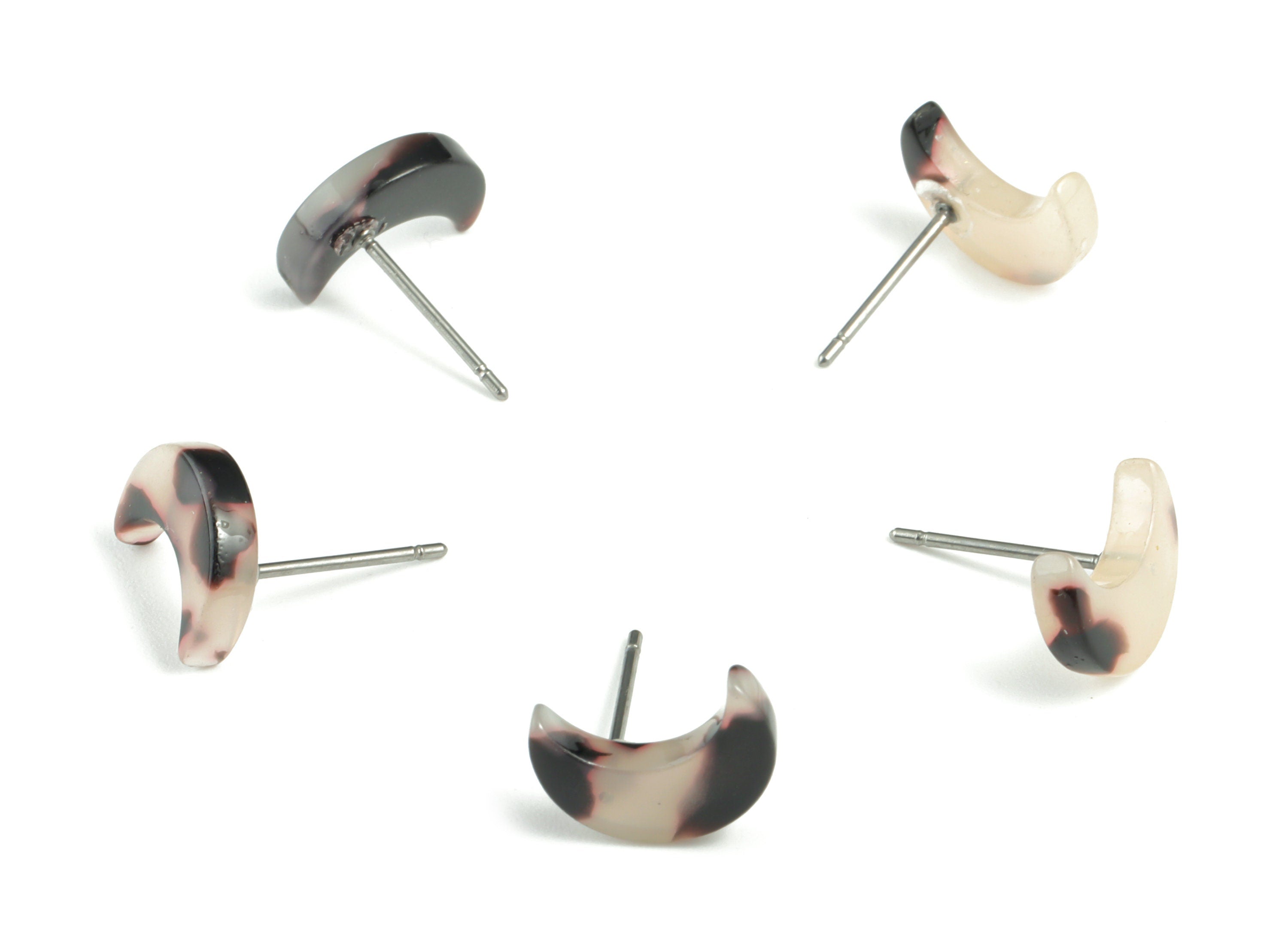 Acetate Earring Stud - Post Charms - Blonde Tortoise Shell Earrings - No Hole - Color Code: A06 -  11.7x8.6x2.65mm - AC1137E-O - DOMEDBAZAAR
