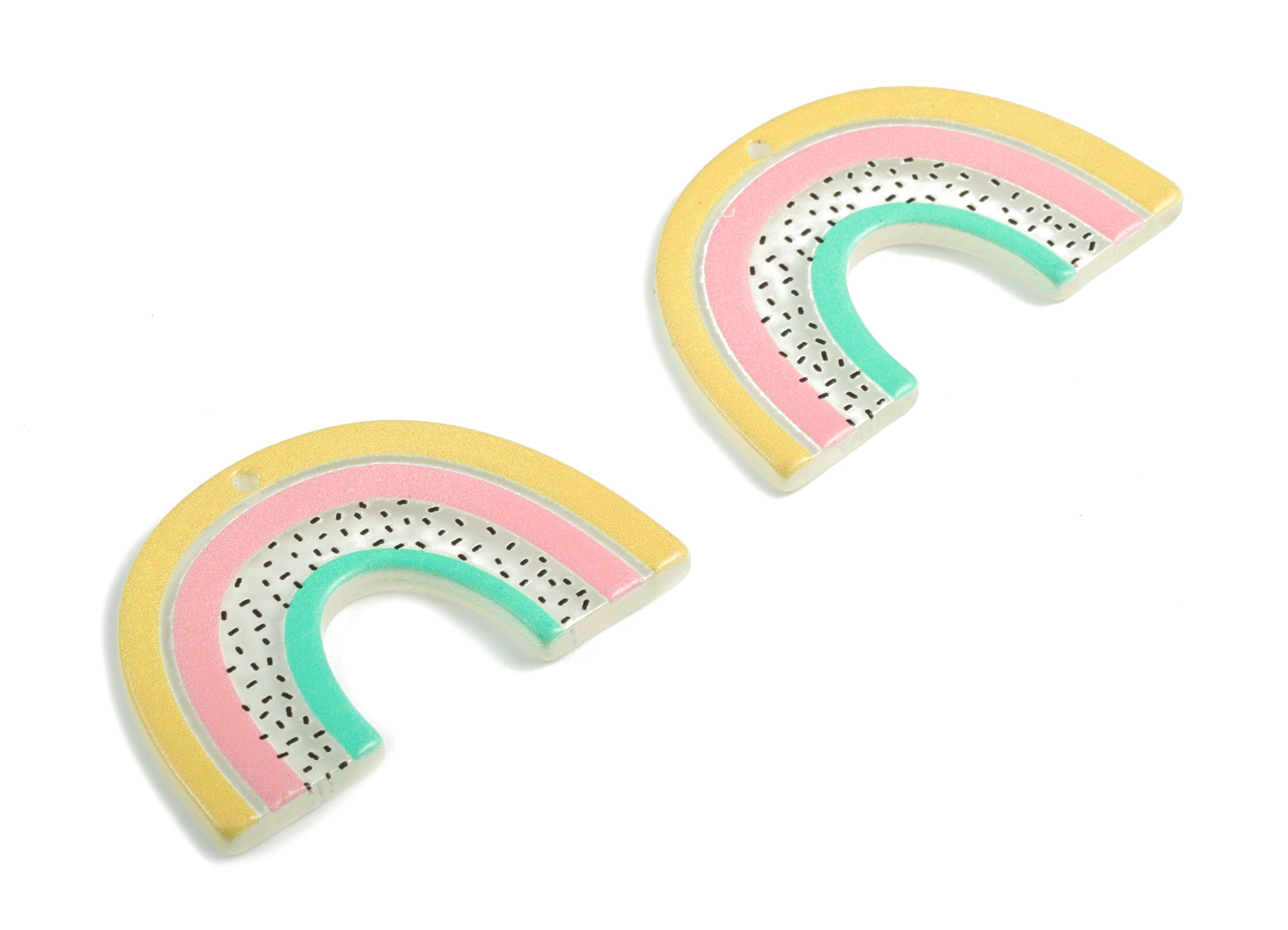 Acrylic Rainbow Earring Charms - Acrylic Candy Pendant - Earring Findings - Jewellery Supplies - 39.73x25.92x2.82mm - AC2018C - DOMEDBAZAAR