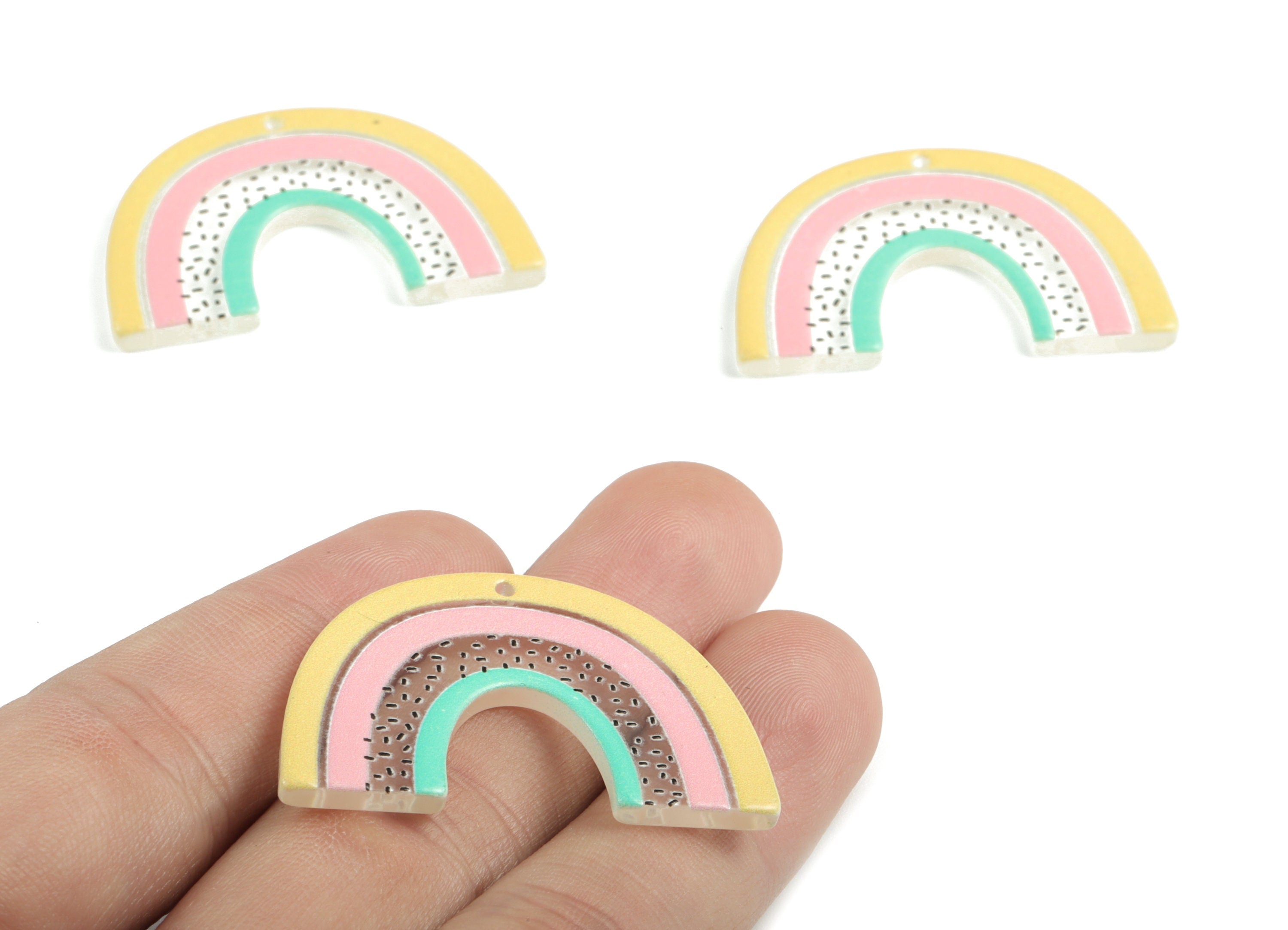 Acrylic Rainbow Earring Charms - Acrylic Candy Pendant - Earring Findings - Jewellery Supplies - 39.73x25.92x2.82mm - AC2018C - DOMEDBAZAAR
