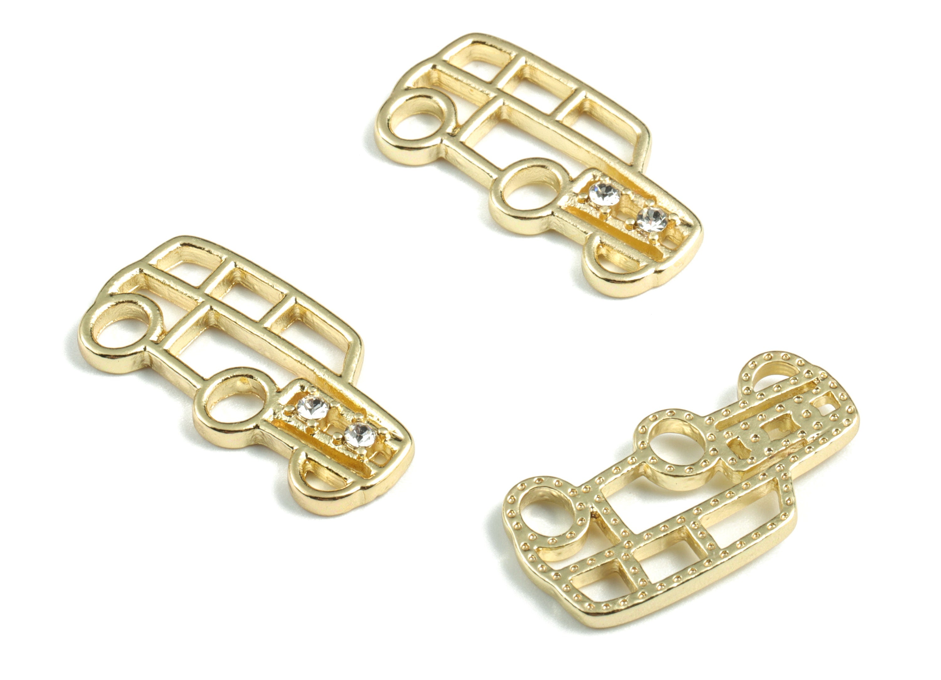 Alloy Car Earring Charms - Gold Alloy Car Pendant - Gold Tone Plated Alloy - Jewelry Supplies - 25.64x13.24x1.92mm - ZZ1746G - DOMEDBAZAAR