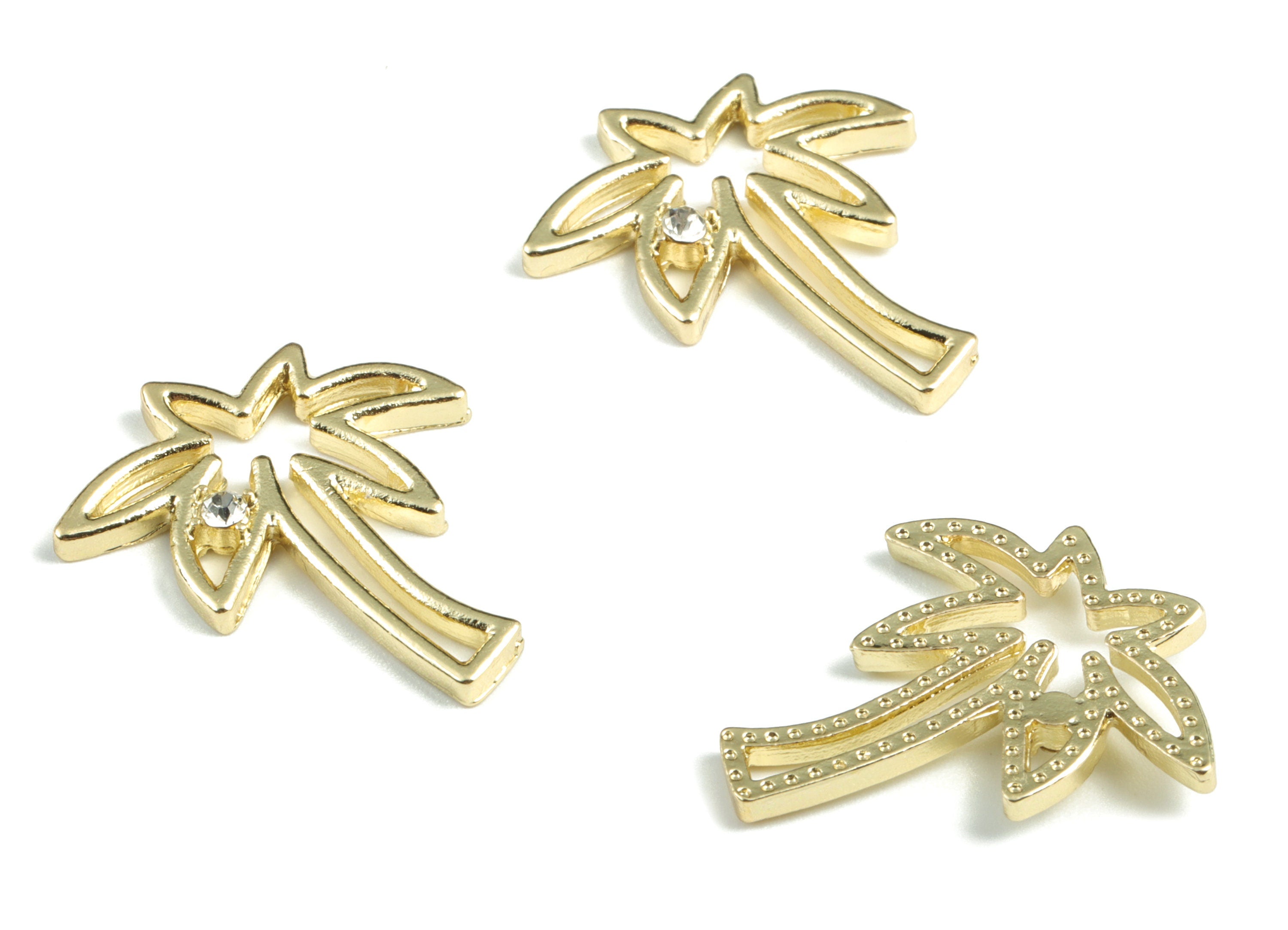 Alloy Coconut Tree Earring Charms - Gold Coconut Tree Pendant - Gold Tone Plated Alloy - Jewelry Supplies - 25.55x22.45x2.88mm - ZZ1748G - DOMEDBAZAAR