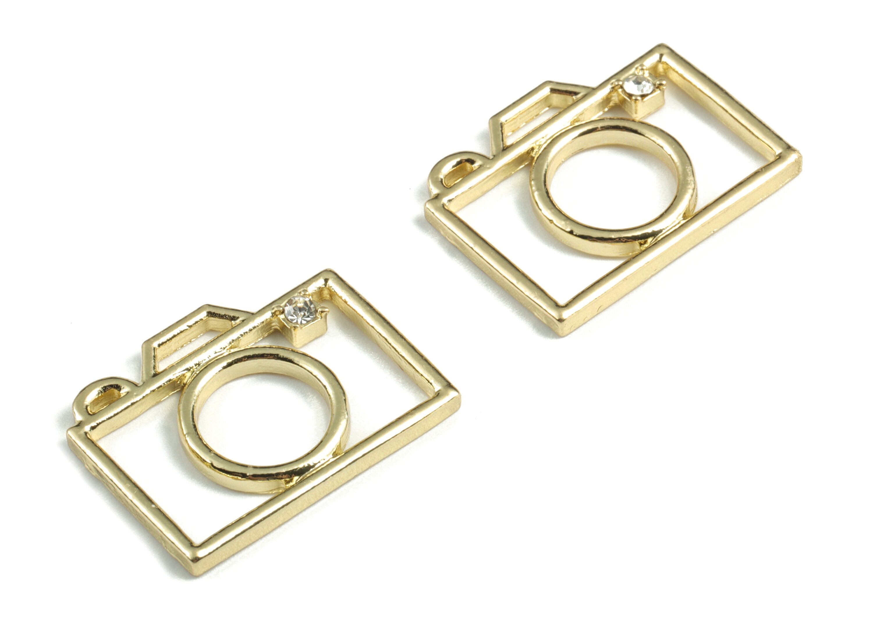 Alloy Photo Machine Earring Charms - Gold Photo Machine Pendant - Gold Tone Plated Alloy - Jewelry Supplies - 24.8x18.58x1.9mm - ZZ1747G - DOMEDBAZAAR