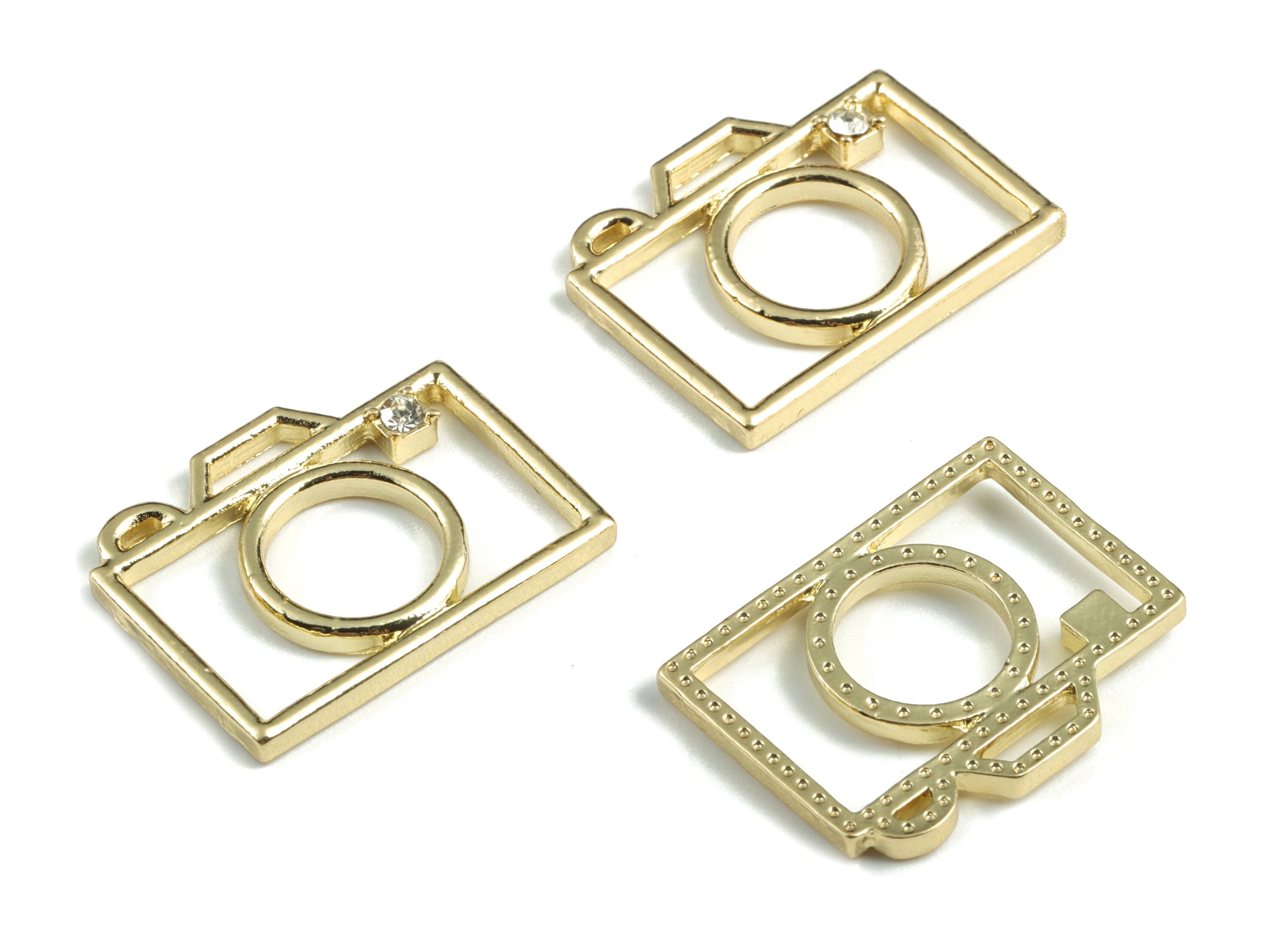 Alloy Photo Machine Earring Charms - Gold Photo Machine Pendant - Gold Tone Plated Alloy - Jewelry Supplies - 24.8x18.58x1.9mm - ZZ1747G - DOMEDBAZAAR