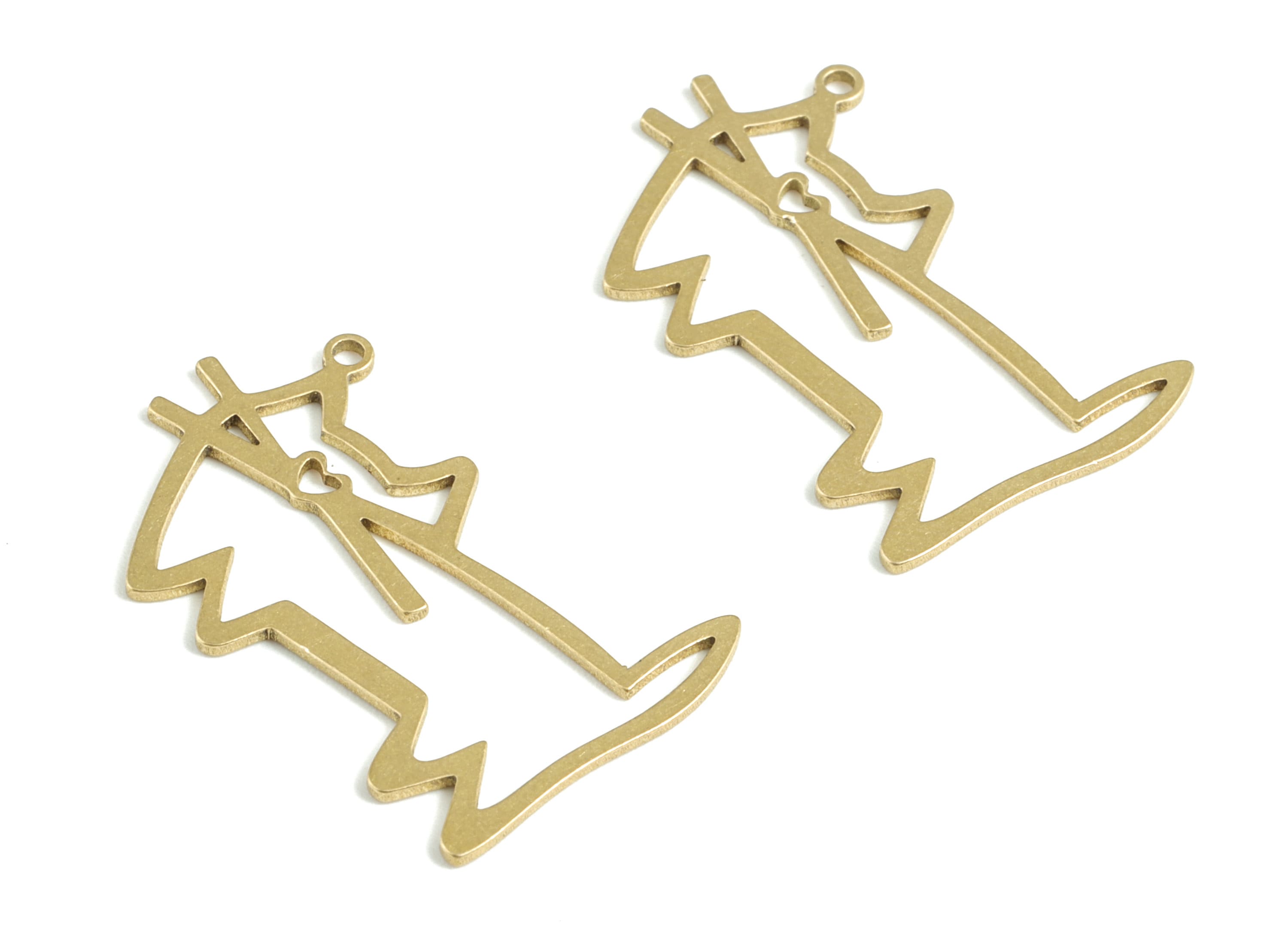 Brass Cat Earring Charms - Raw Brass Cat Pendant - Earrings Finding - Jewelry Supplies - 28.76x18.11x0.86mm - PPM3139 - DOMEDBAZAAR