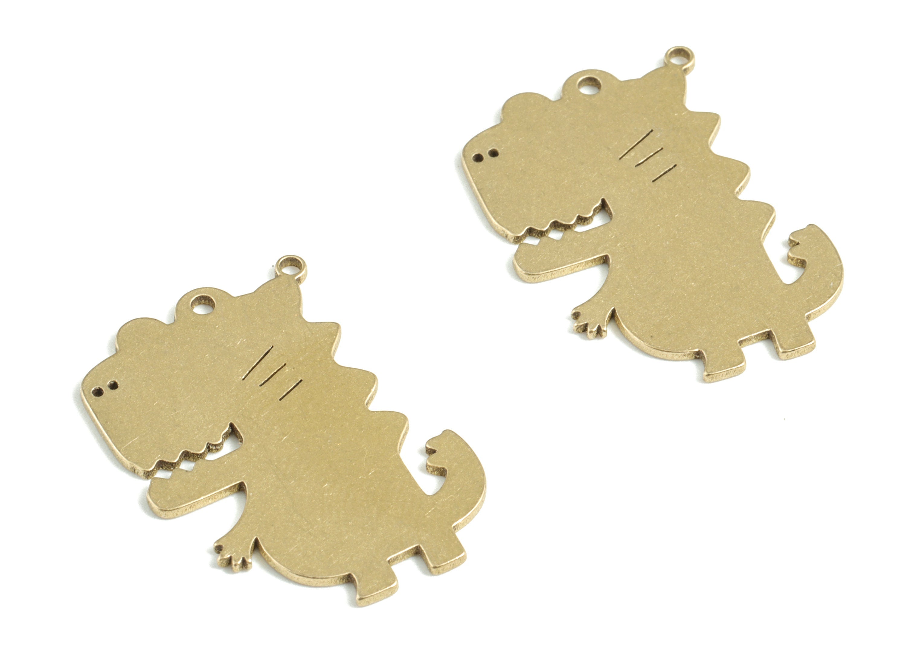 Brass Crocodile Earring Charms - Raw Brass  Alligator Pendant - Earrings Finding - Jewelry Supplies - 24.94x17.76x0.83mm - PPM3128 - DOMEDBAZAAR