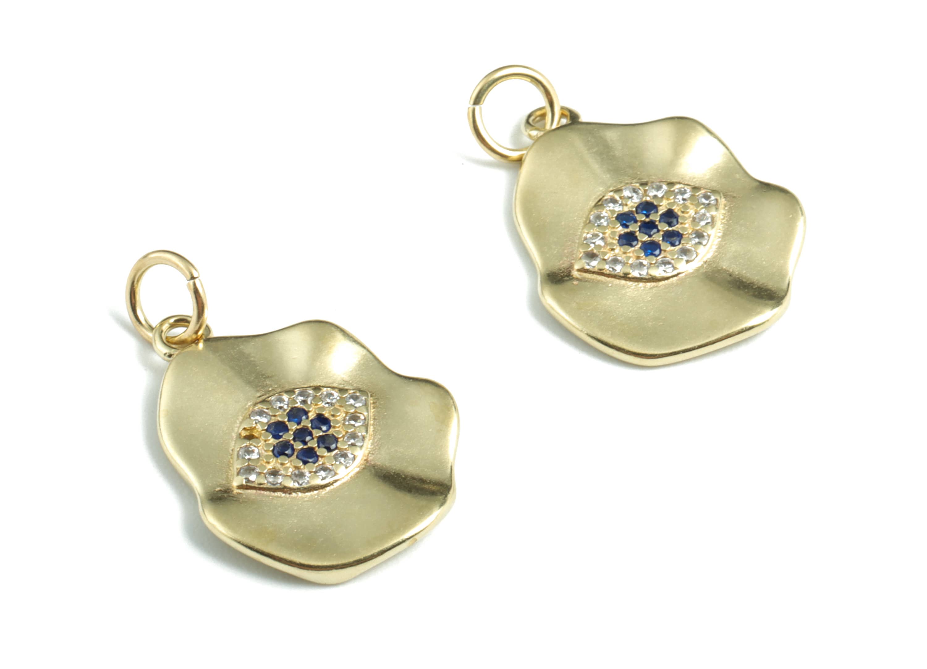 Brass Eye Earring Charms With Zircons - Raw Brass Eye Pendant - Earrings Finding - Jewelry Supplies - 21.09x14.3x2mm - PP3582 - DOMEDBAZAAR