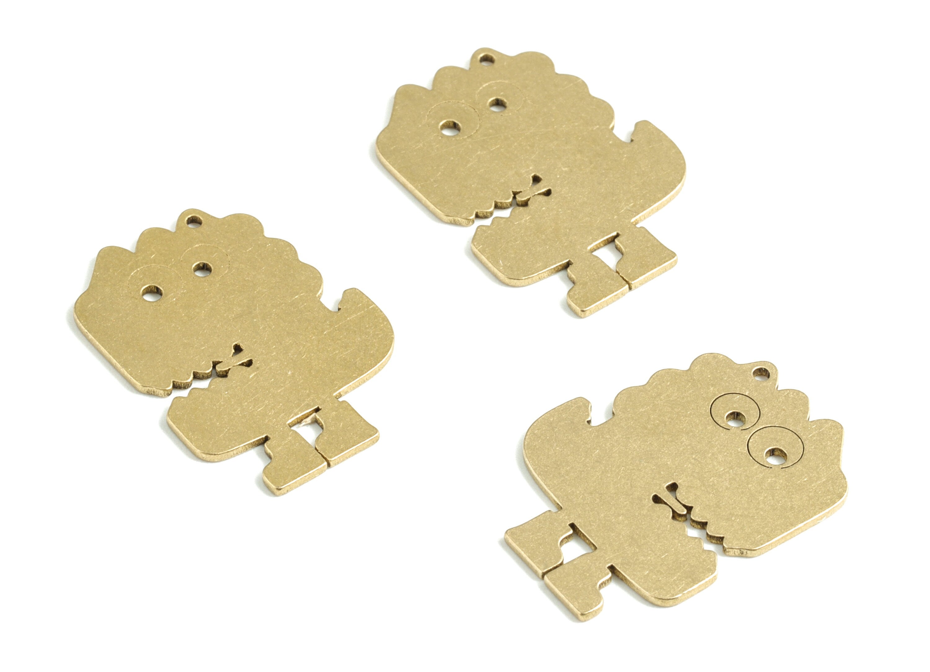 Brass Foam Man Earring Charms - Raw Brass Foam Men Pendant - Earrings Finding - Jewelry Supplies - 24.99x18.12x0.8mm - PPM3135 - DOMEDBAZAAR