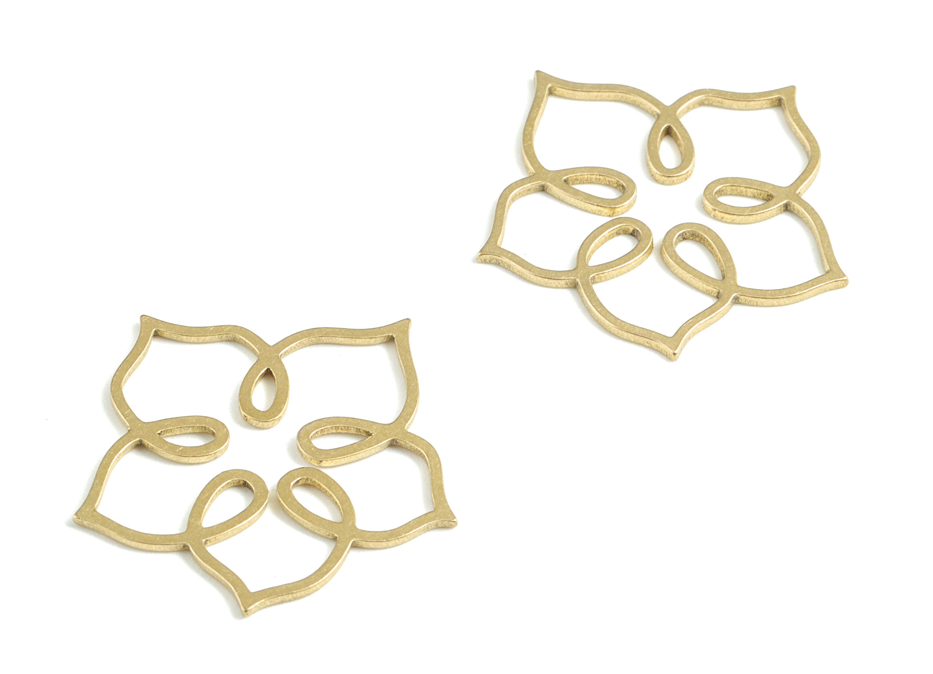 Brass Flower Earring Charms - Raw Brass Flower Pendant - Earrings Finding - Jewelry Supplies - 23.47x21.96x0.83mm - PPM3117 - DOMEDBAZAAR