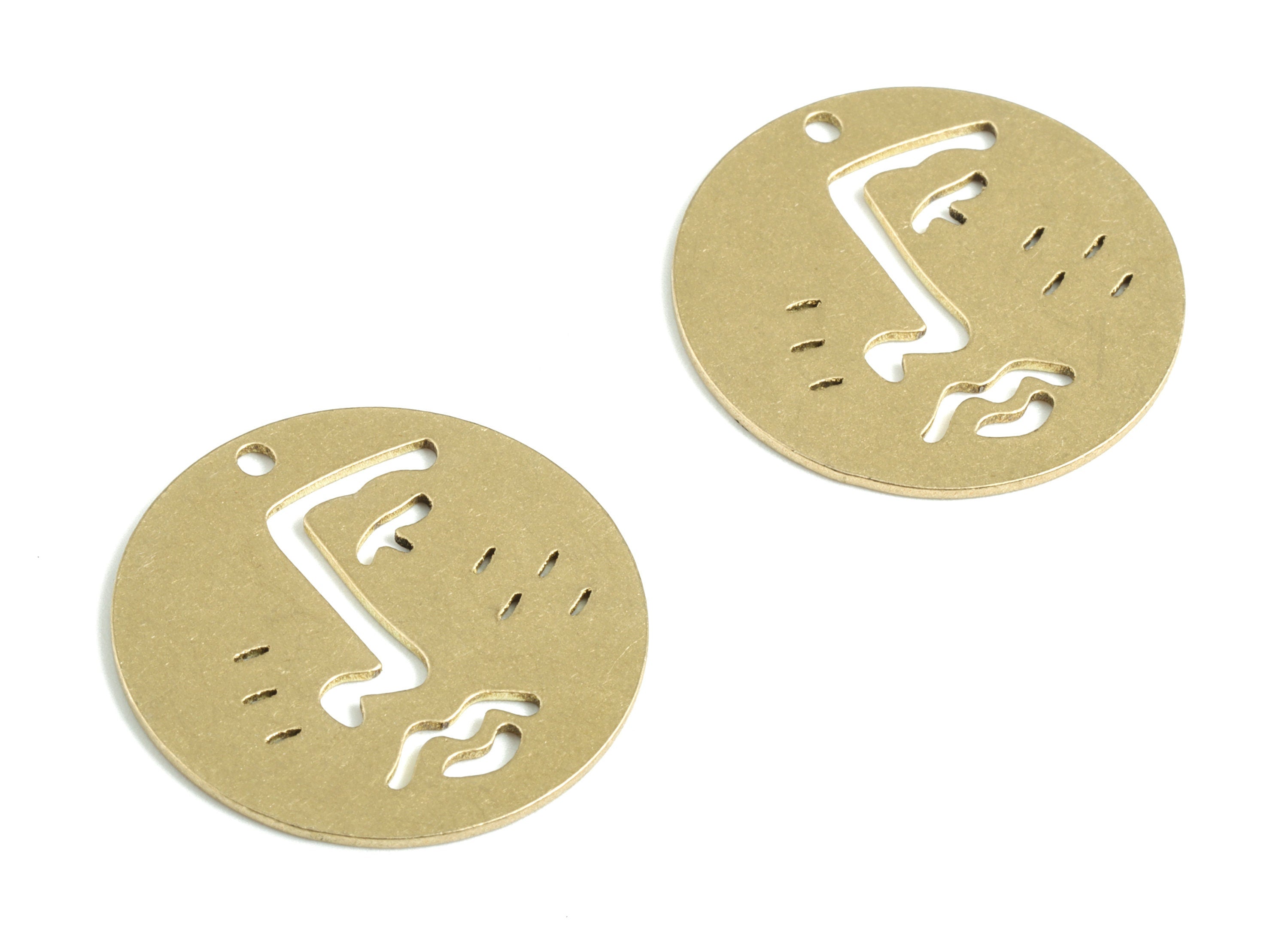 Brass Round Wave Earring Charms - Raw Brass Circle Wave Pendant - Earrings Finding - Jewelry Supplies - 24.97x24.97x0.83mm - PPM3134 - DOMEDBAZAAR