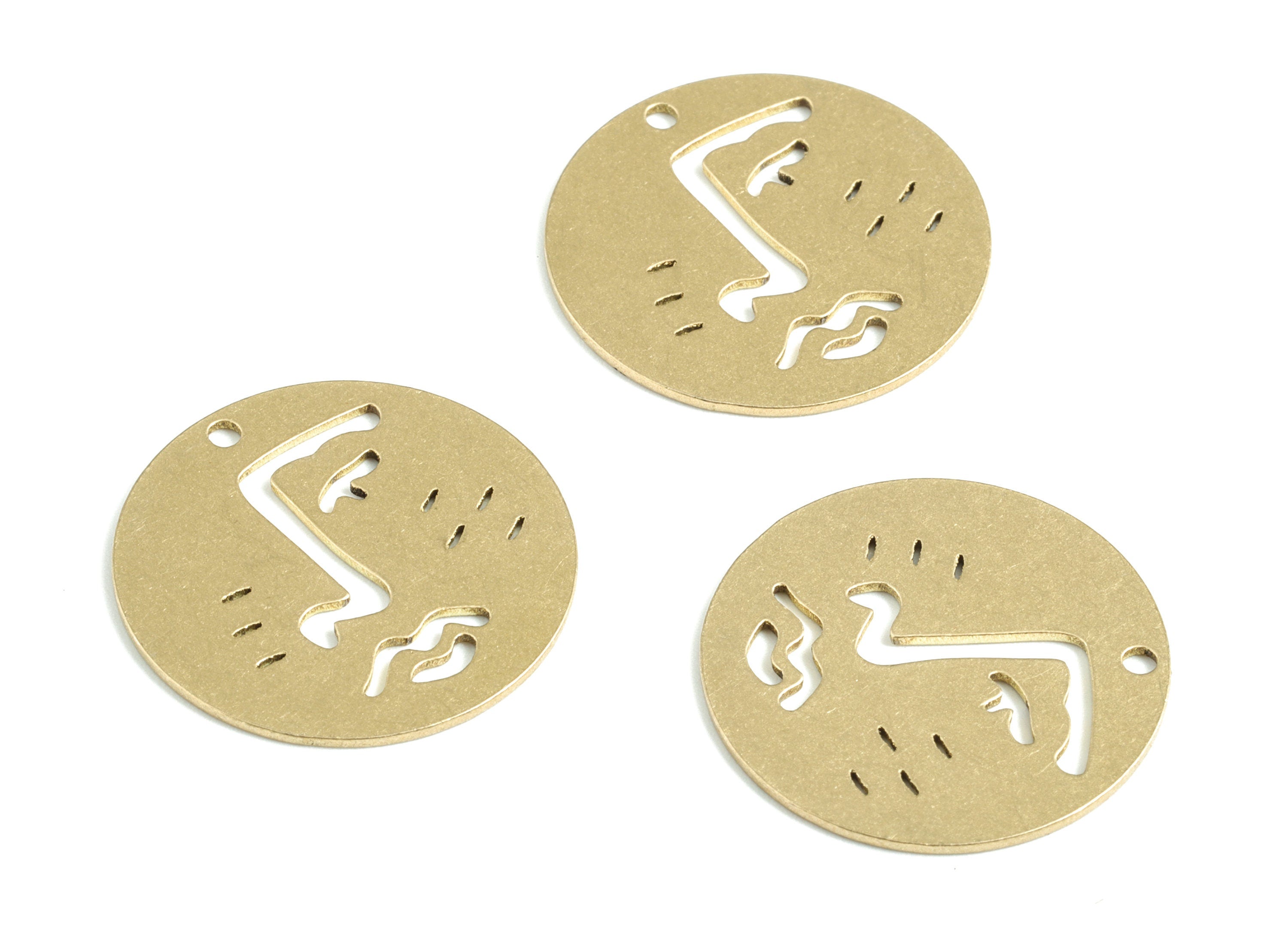 Brass Round Wave Earring Charms - Raw Brass Circle Wave Pendant - Earrings Finding - Jewelry Supplies - 24.97x24.97x0.83mm - PPM3134 - DOMEDBAZAAR