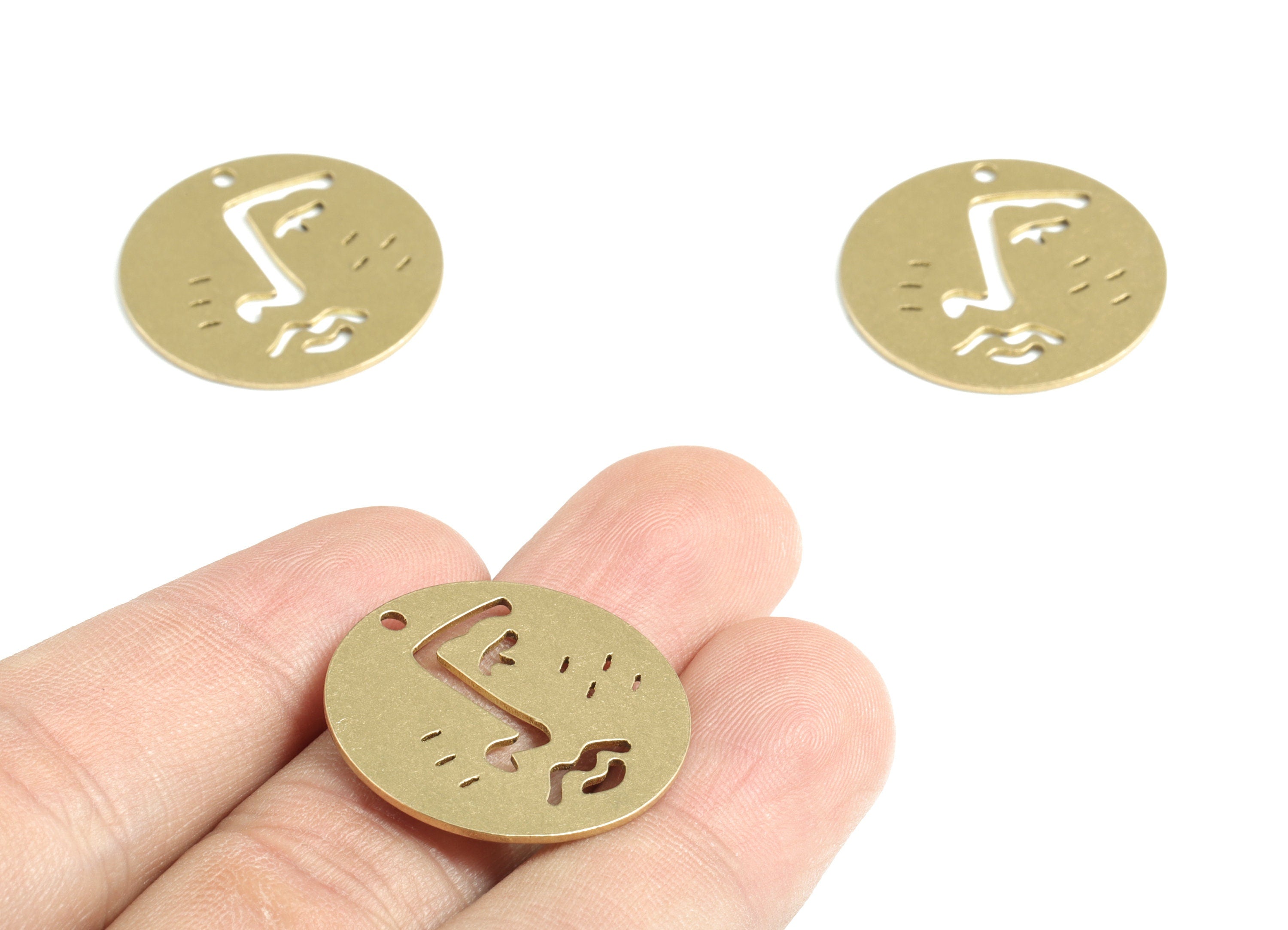 Brass Round Wave Earring Charms - Raw Brass Circle Wave Pendant - Earrings Finding - Jewelry Supplies - 24.97x24.97x0.83mm - PPM3134 - DOMEDBAZAAR