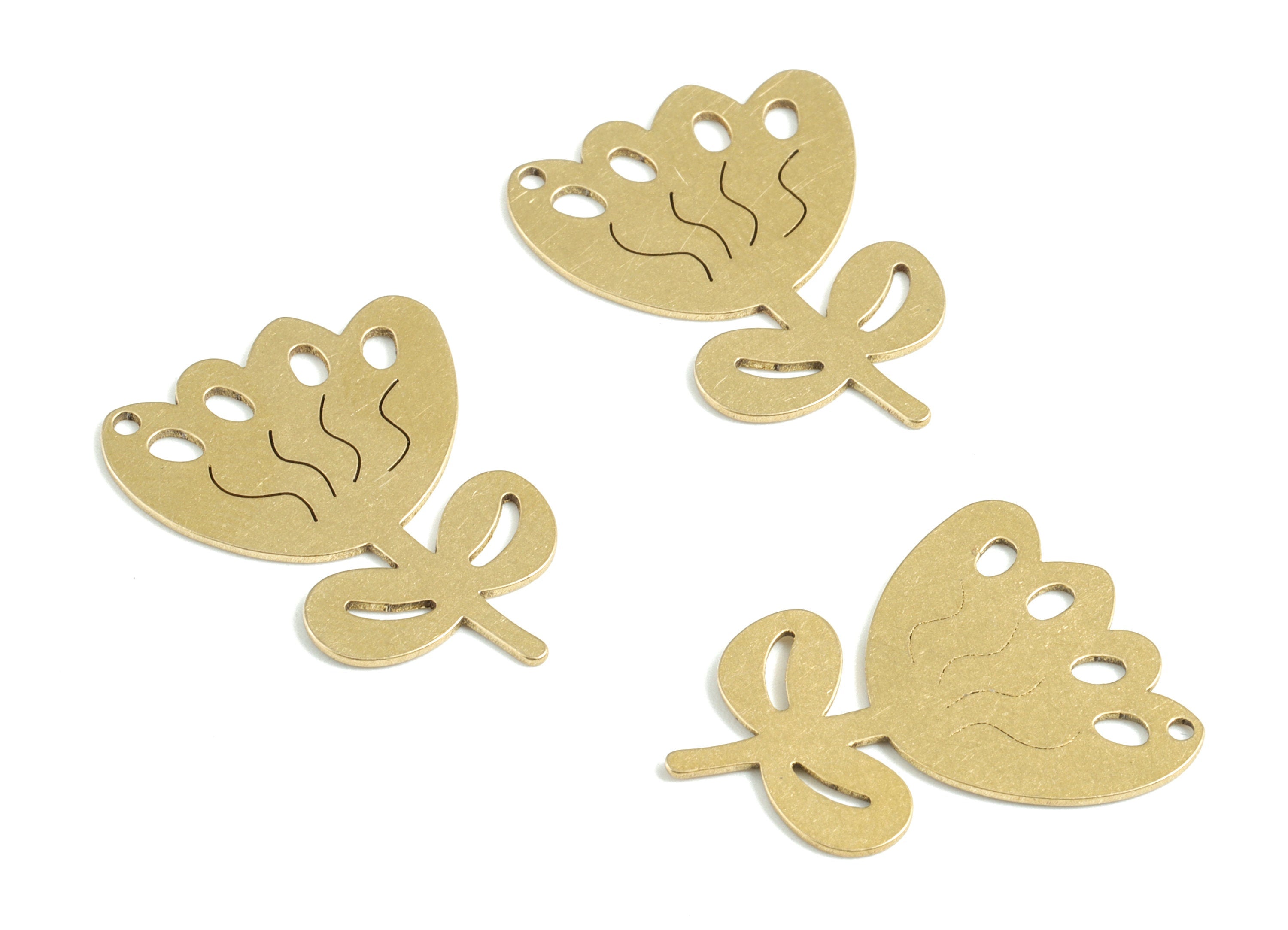 Brass Flower Earring Charms - Raw Brass Flower Pendant - Earrings Finding - Jewelry Supplies - 23.91x17.93x0.94mm - PPM3164 - DOMEDBAZAAR