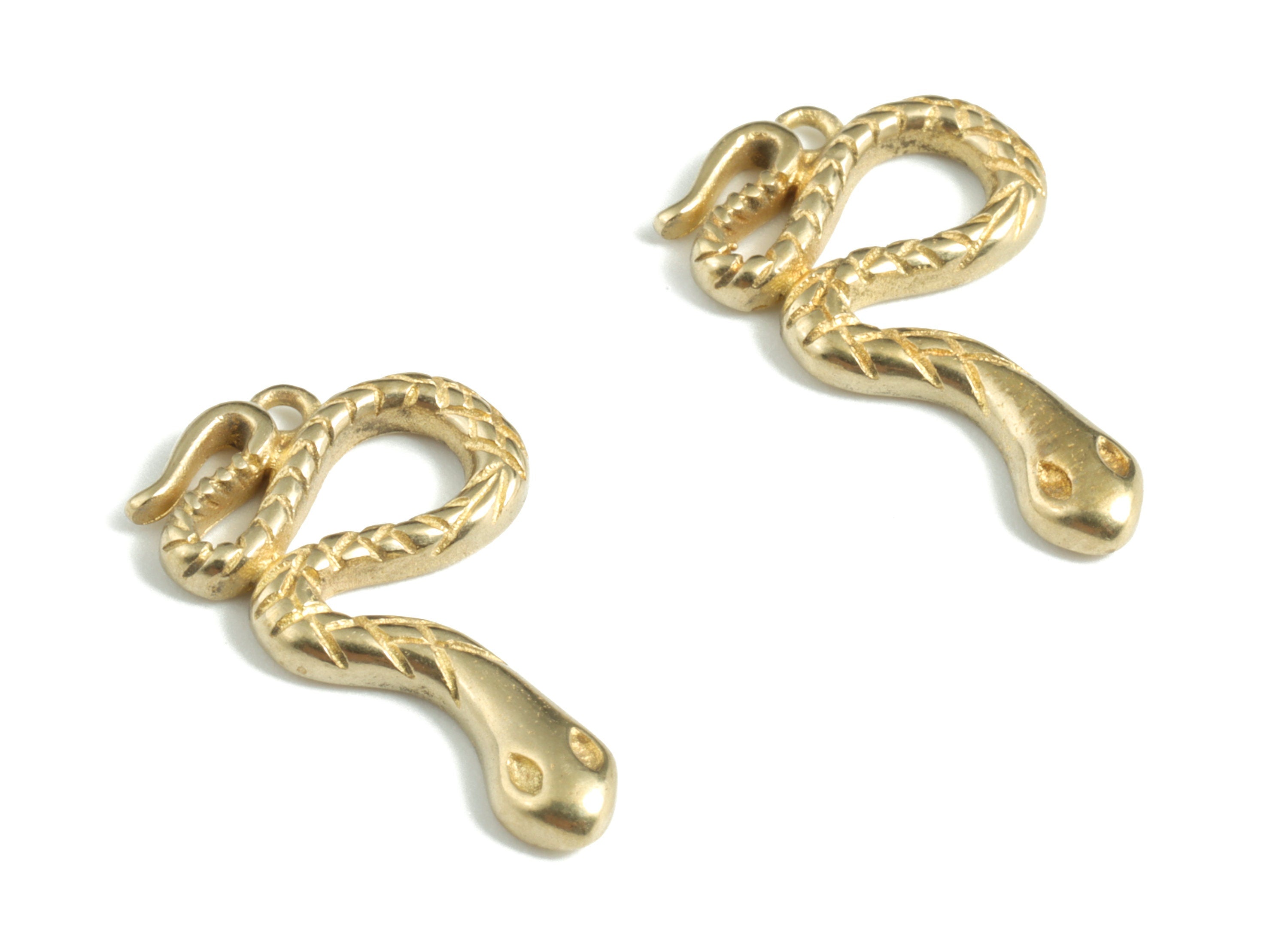 Brass Snake Earring Charms - Raw Brass Snake Pendant - Earring Findings - Jewelry Supplies - 20.53x12.21x1.8mm - PP3584 - DOMEDBAZAAR