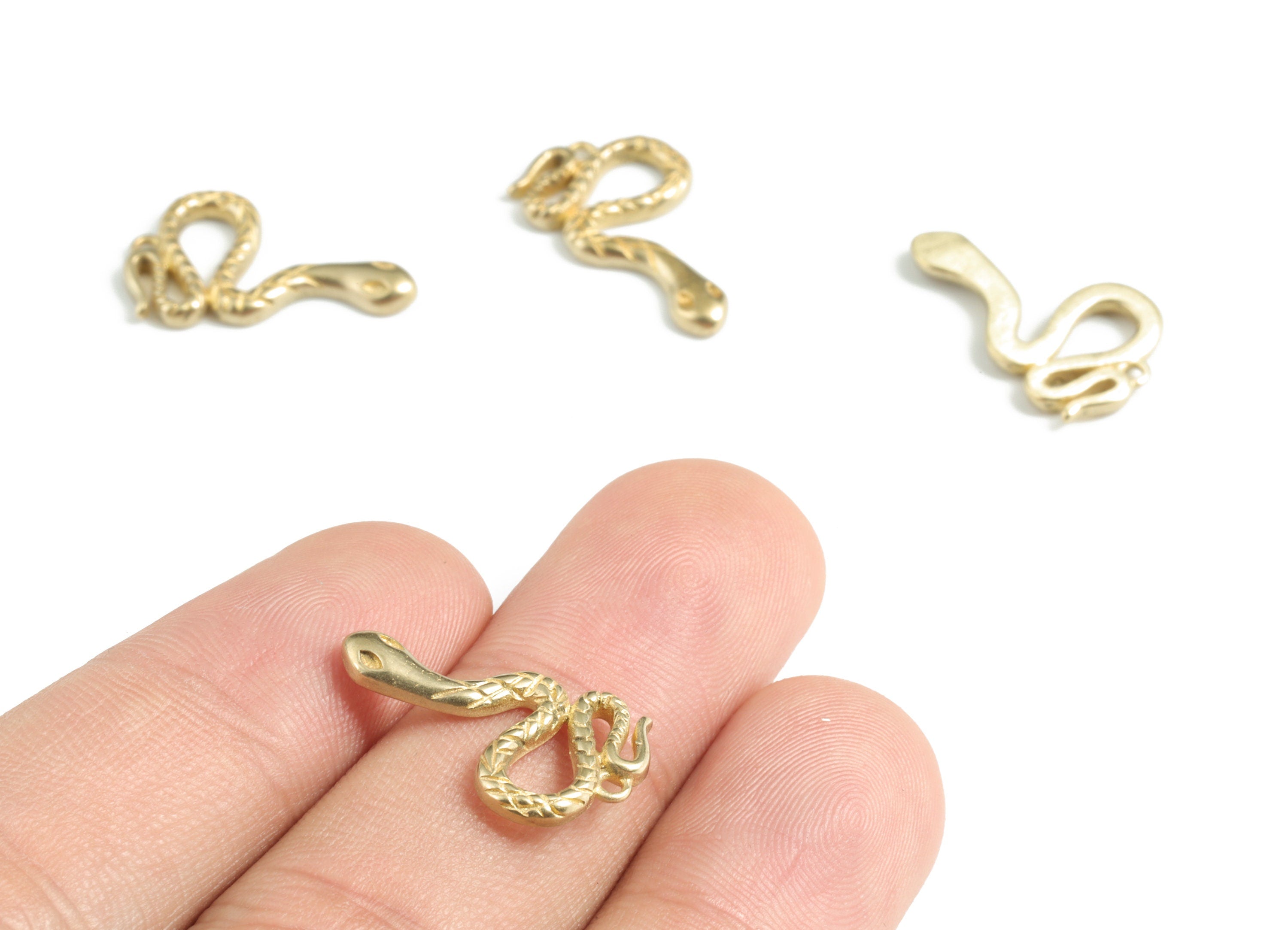 Brass Snake Earring Charms - Raw Brass Snake Pendant - Earring Findings - Jewelry Supplies - 20.53x12.21x1.8mm - PP3584 - DOMEDBAZAAR