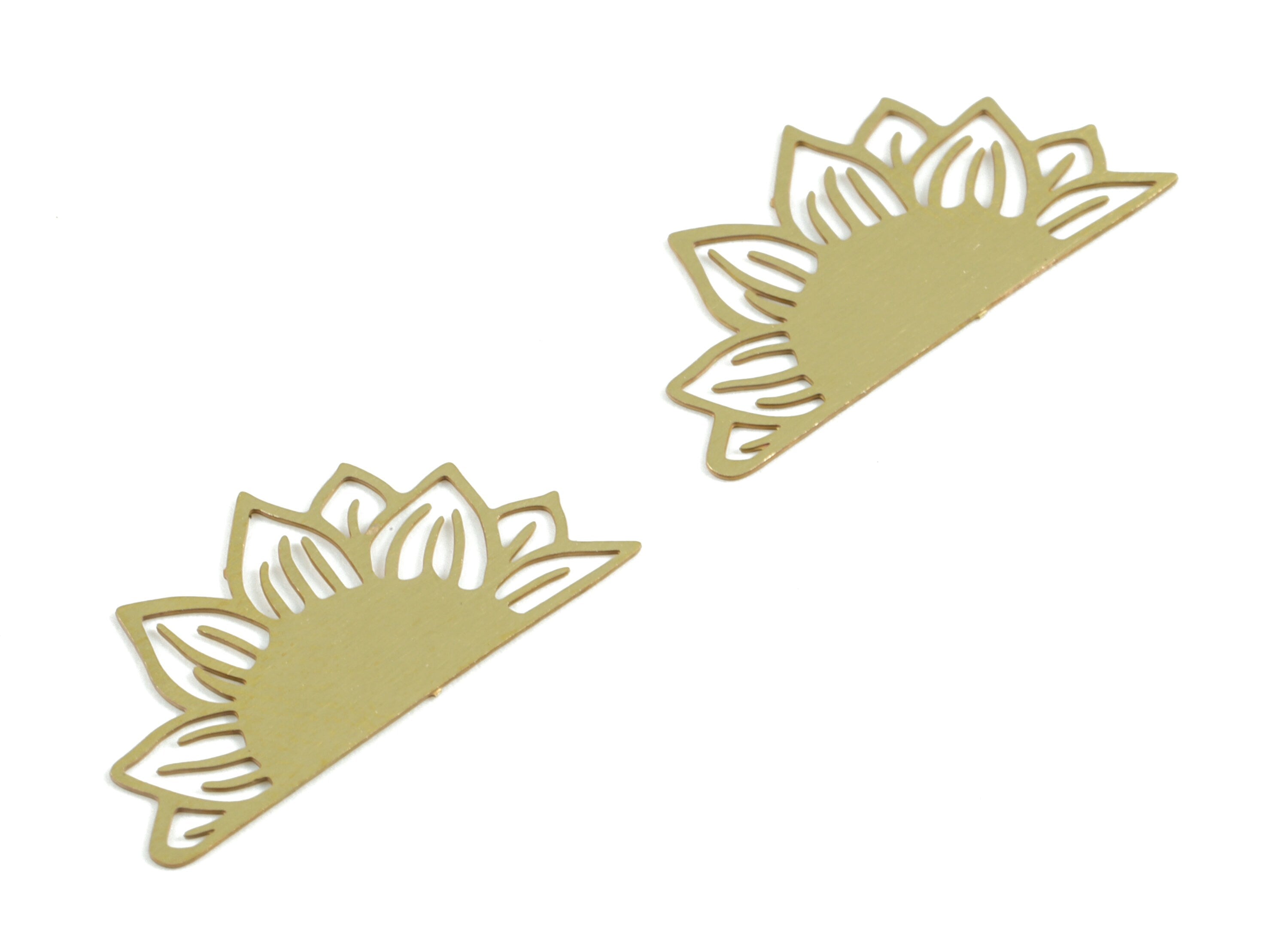 Brass Sunflower Earring Charms - Raw Brass Sunflower Pendant - Earring Findings - Jewelry Supplies - 22.69x11.99x0.3mm - JJC11759 - DOMEDBAZAAR