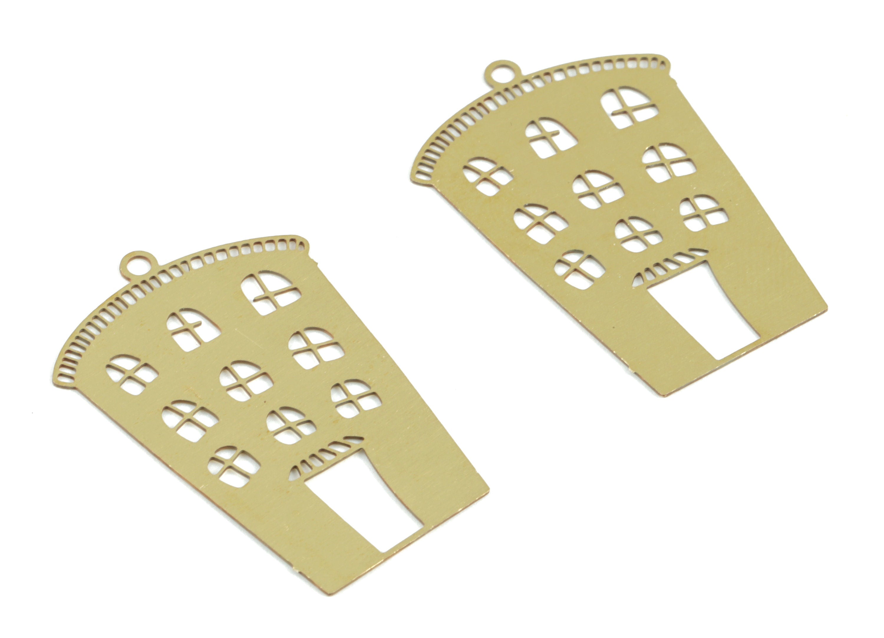 Raw Brass House Pendant – Home Earring charm – Jewelry Making Supplies – Brass Earring Charm - 27.91× 18.86× 0.29mm - JJC11761 - DOMEDBAZAAR