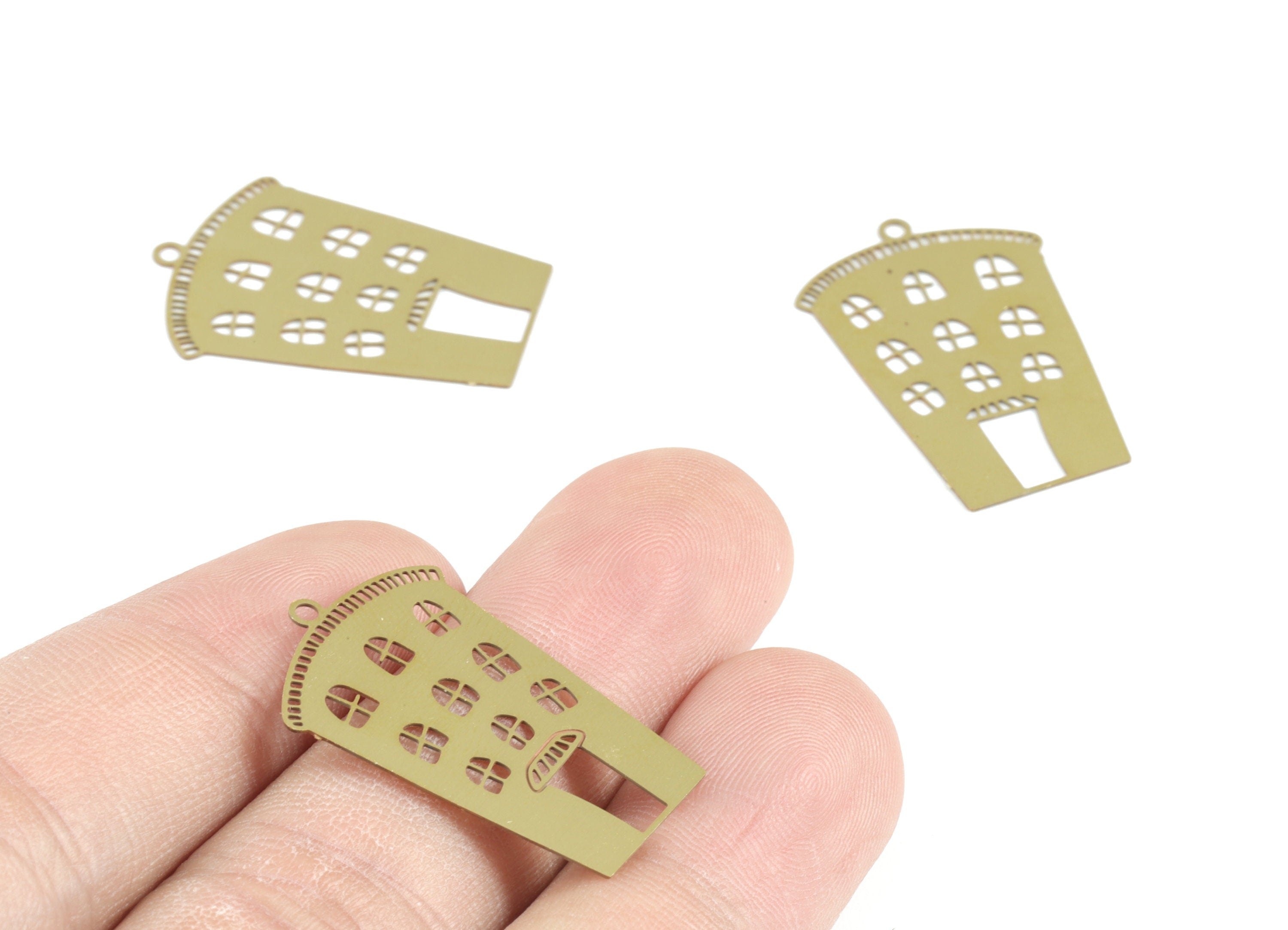 Raw Brass House Pendant – Home Earring charm – Jewelry Making Supplies – Brass Earring Charm - 27.91× 18.86× 0.29mm - JJC11761 - DOMEDBAZAAR