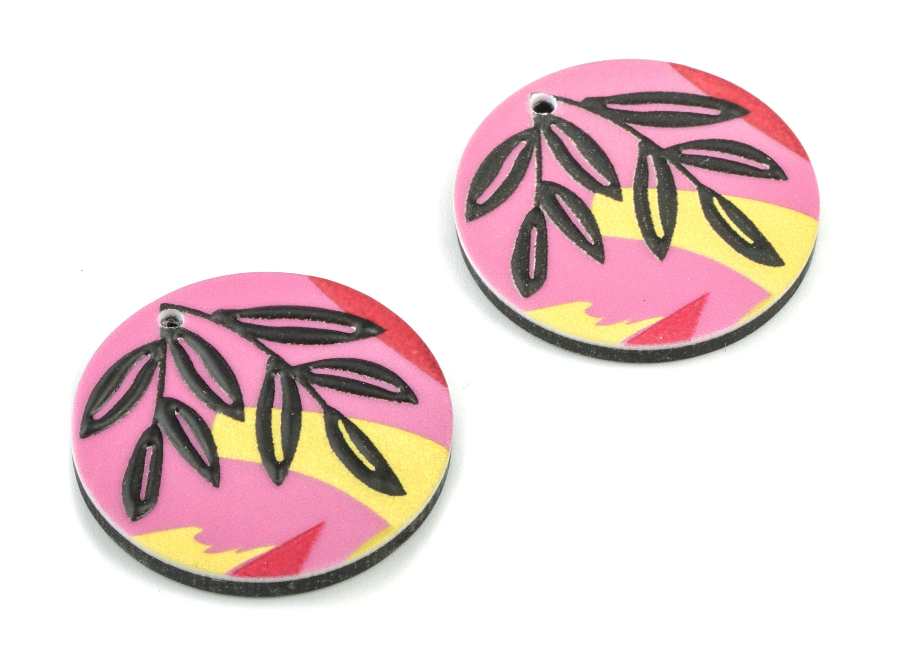 Acrylic Round Earring Charms - Acrylic Circle Earrings - Earring Findings - Jewelry Supplies - 24.86x24.74x2.59mm - AC2054 - DOMEDBAZAAR