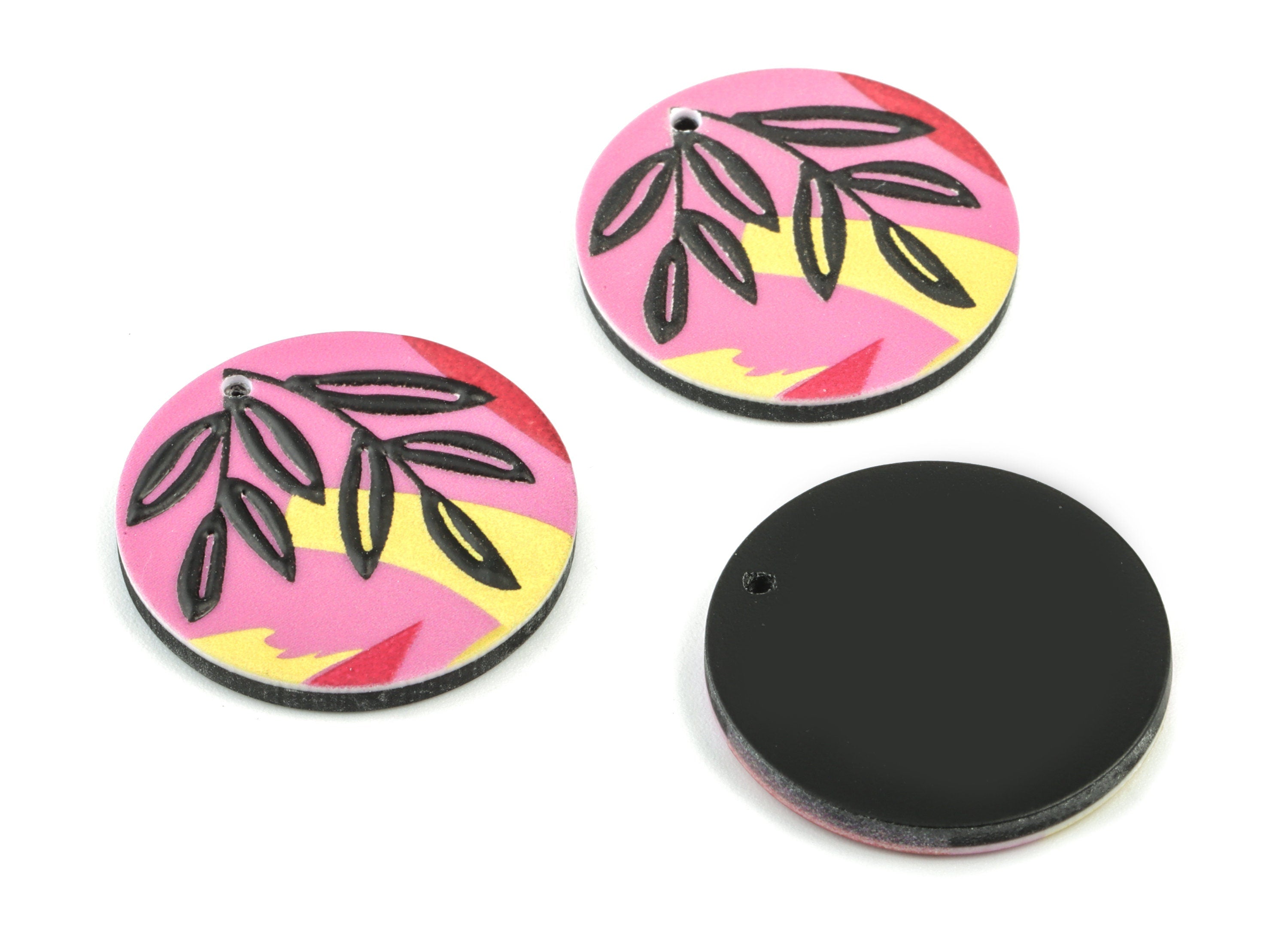 Acrylic Round Earring Charms - Acrylic Circle Earrings - Earring Findings - Jewelry Supplies - 24.86x24.74x2.59mm - AC2054 - DOMEDBAZAAR