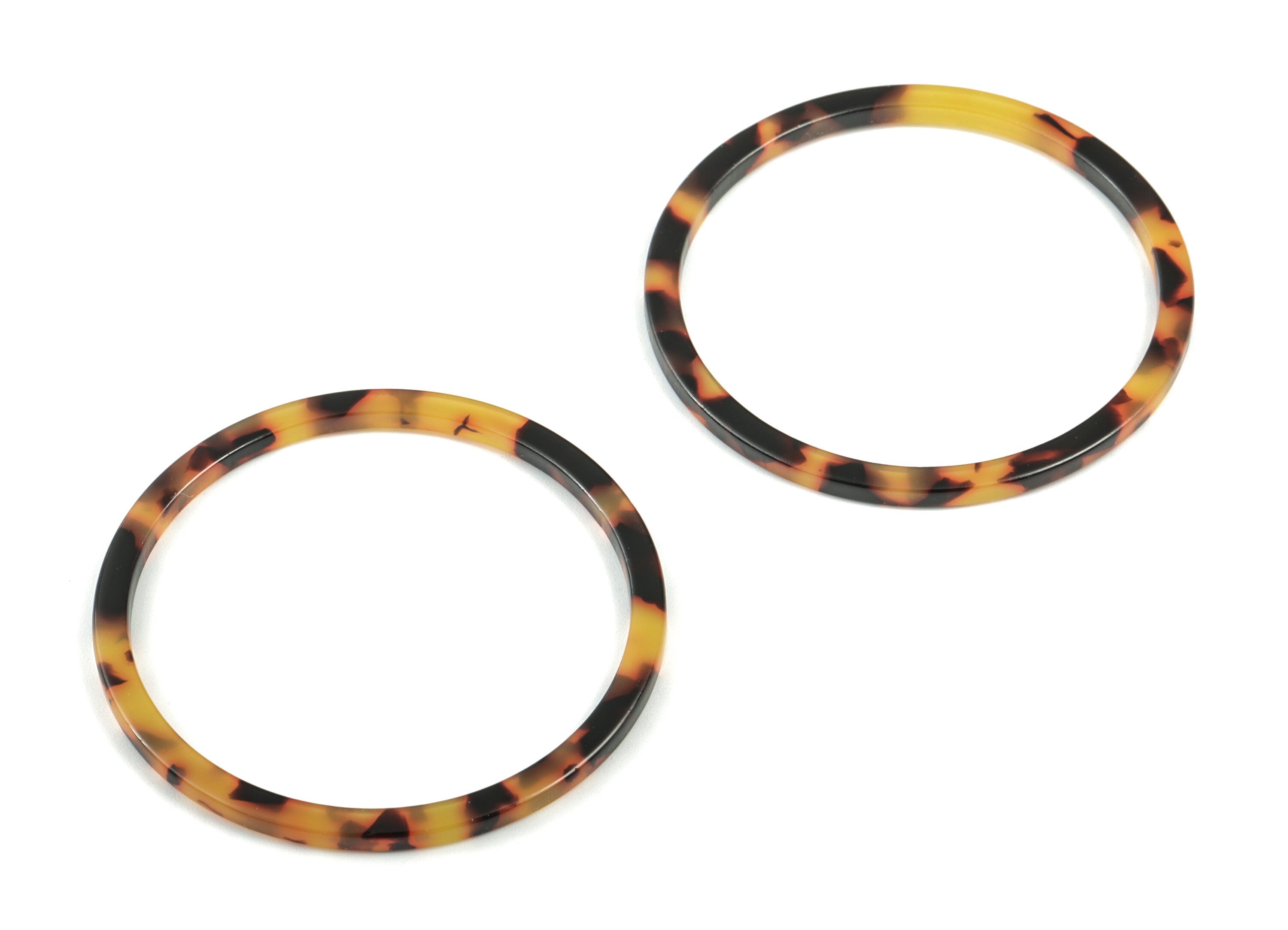 Acetate Hoop Charms - Acetate Circle Pendant - Tortoise Shell Earrings - Jewelry Supplies - Color Code: A01 - 50x50x2.68mm - AC1166-A01 - DOMEDBAZAAR