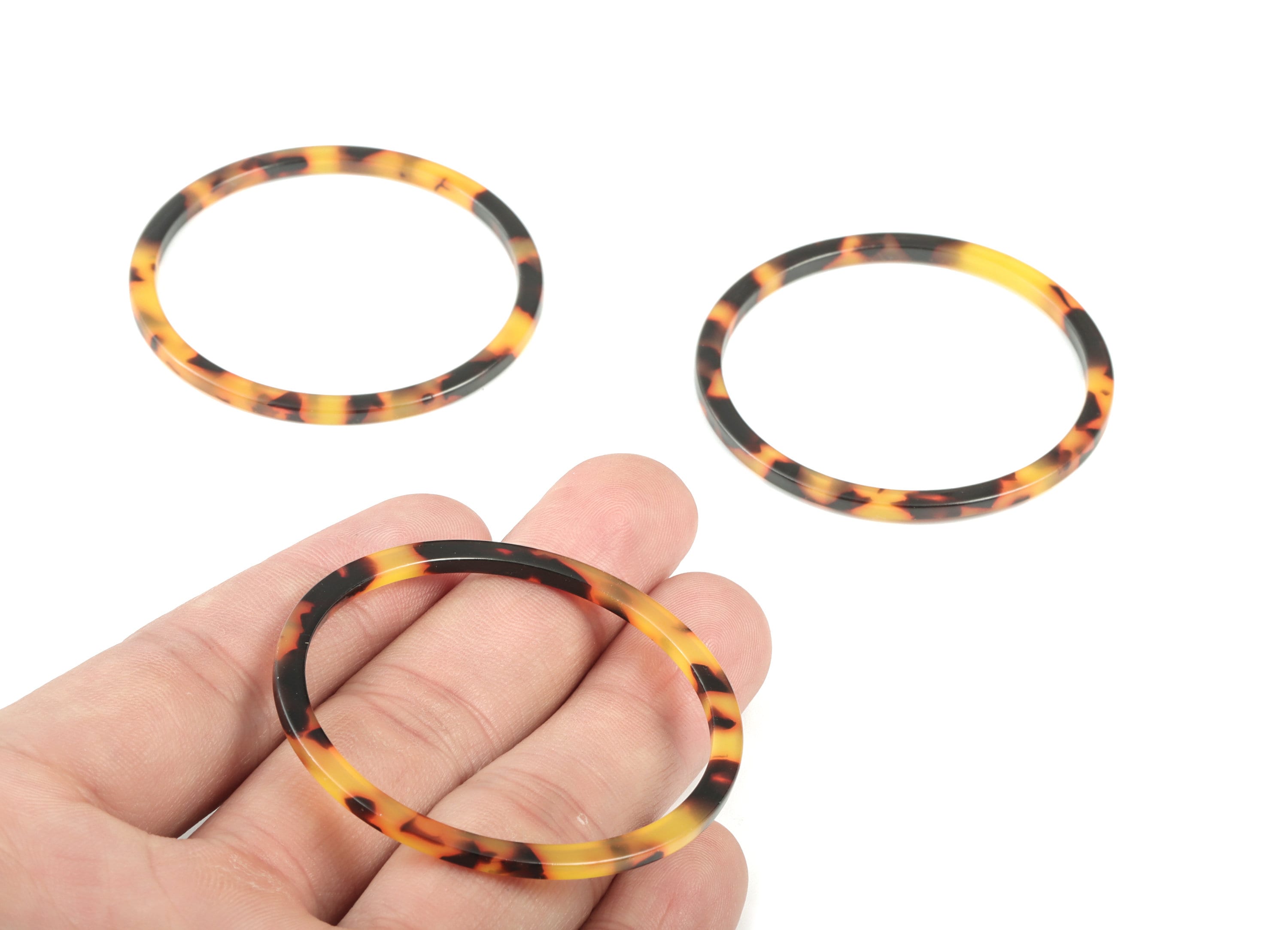 Acetate Hoop Charms - Acetate Circle Pendant - Tortoise Shell Earrings - Jewelry Supplies - Color Code: A01 - 50x50x2.68mm - AC1166-A01 - DOMEDBAZAAR