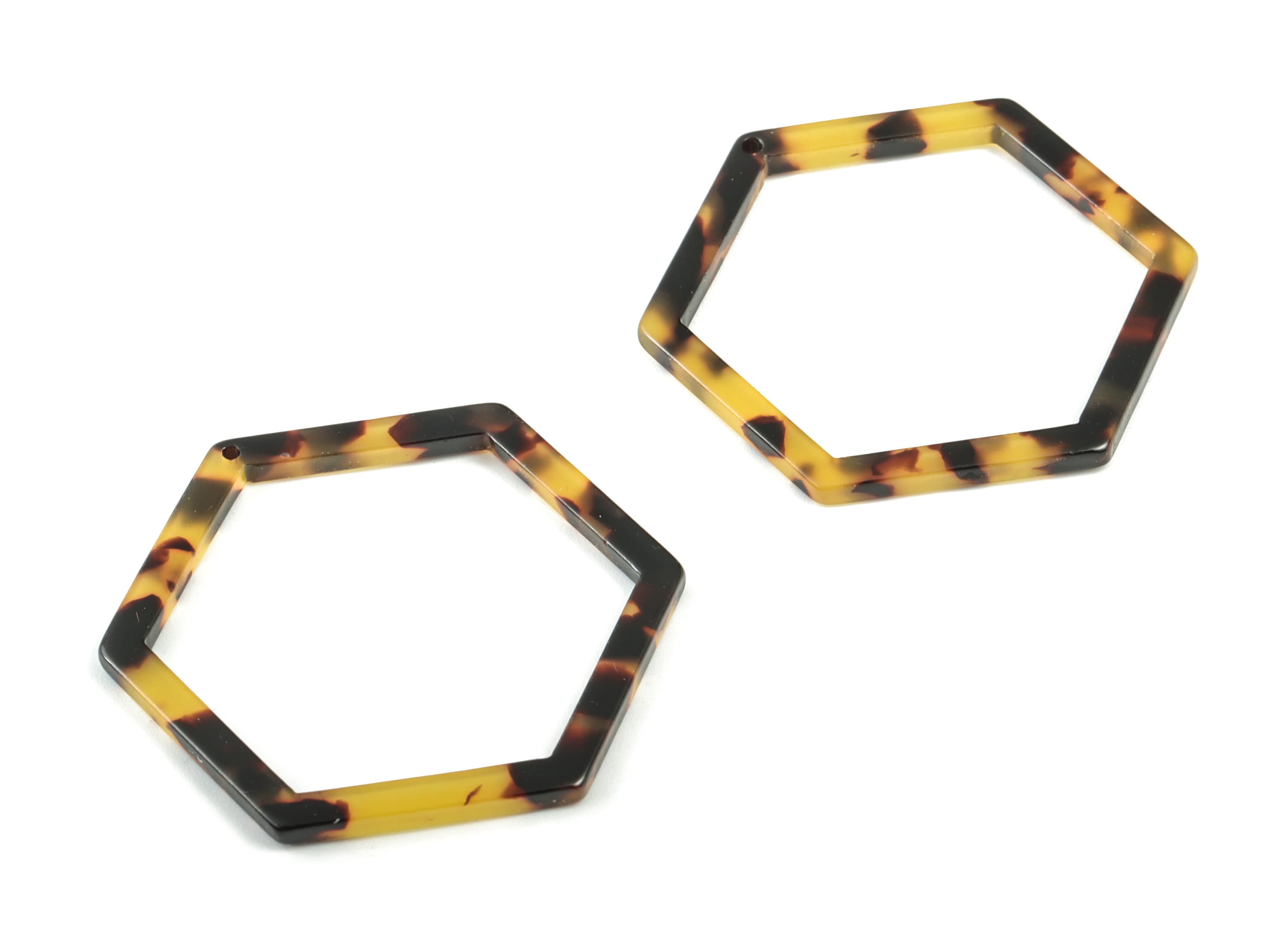 Acetate Hexagon Earring Charms - Acetate Hexagon Pendant - Tortoise Shell Earrings - Color Code: A02 - 44.75x39.4mm - AC1125-A02 - DOMEDBAZAAR