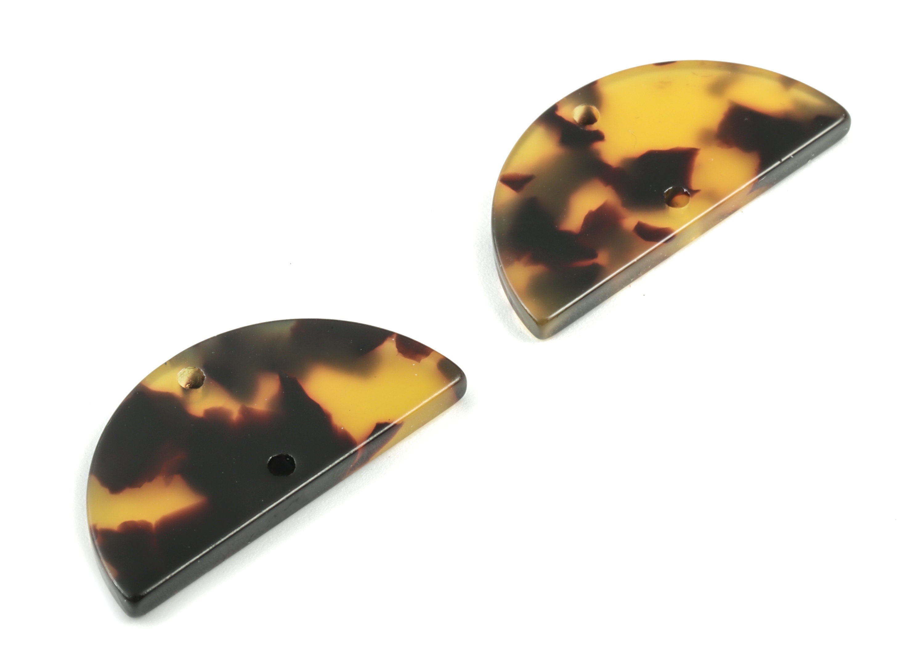 Acetate Half Moon Connector - Semi Circle Earring Charms - Tortoise Shell - 2 Holes - Color Code:A02 - 27.1x13.5x2.48mm - AC2019-A02 - DOMEDBAZAAR