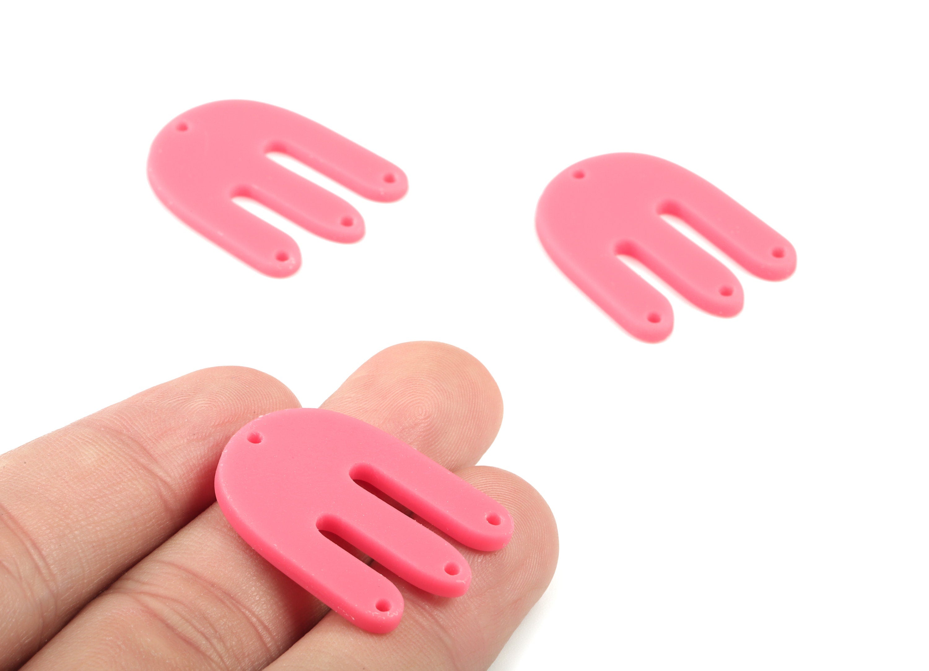 Acrylic D Earring Connector - Pink M Earring Charms - 4 Holes - Jewelry Supplies - Color Code:A484 - 29.8x22.93x1.95mm - AC2032-A484 - DOMEDBAZAAR