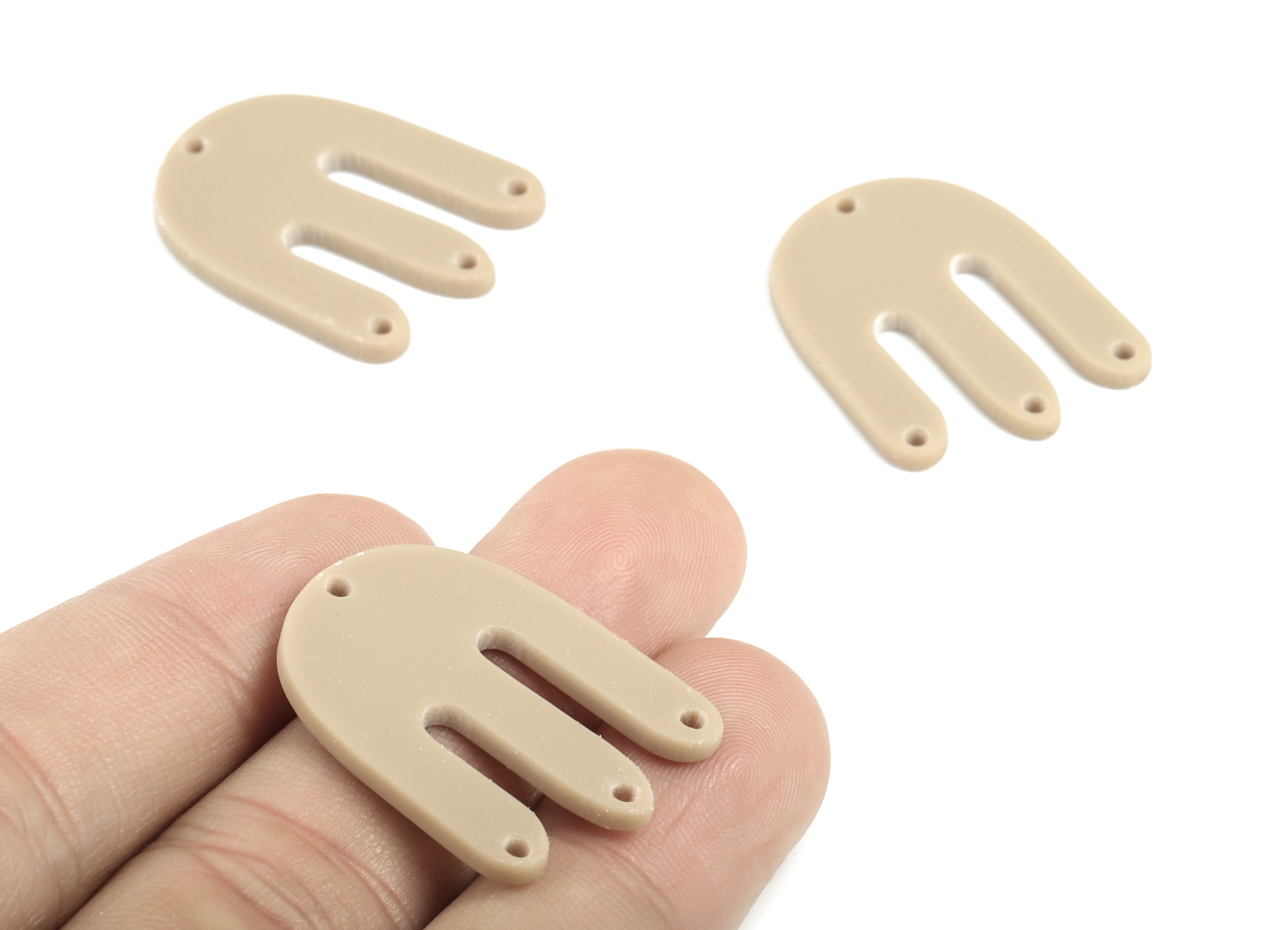 Acrylic D Earring Connector - Brown M Earring Charms - 4 Holes - Jewelry Supplies - Color Code:A498 - 29.8x22.93x1.95mm - AC2032-A498 - DOMEDBAZAAR