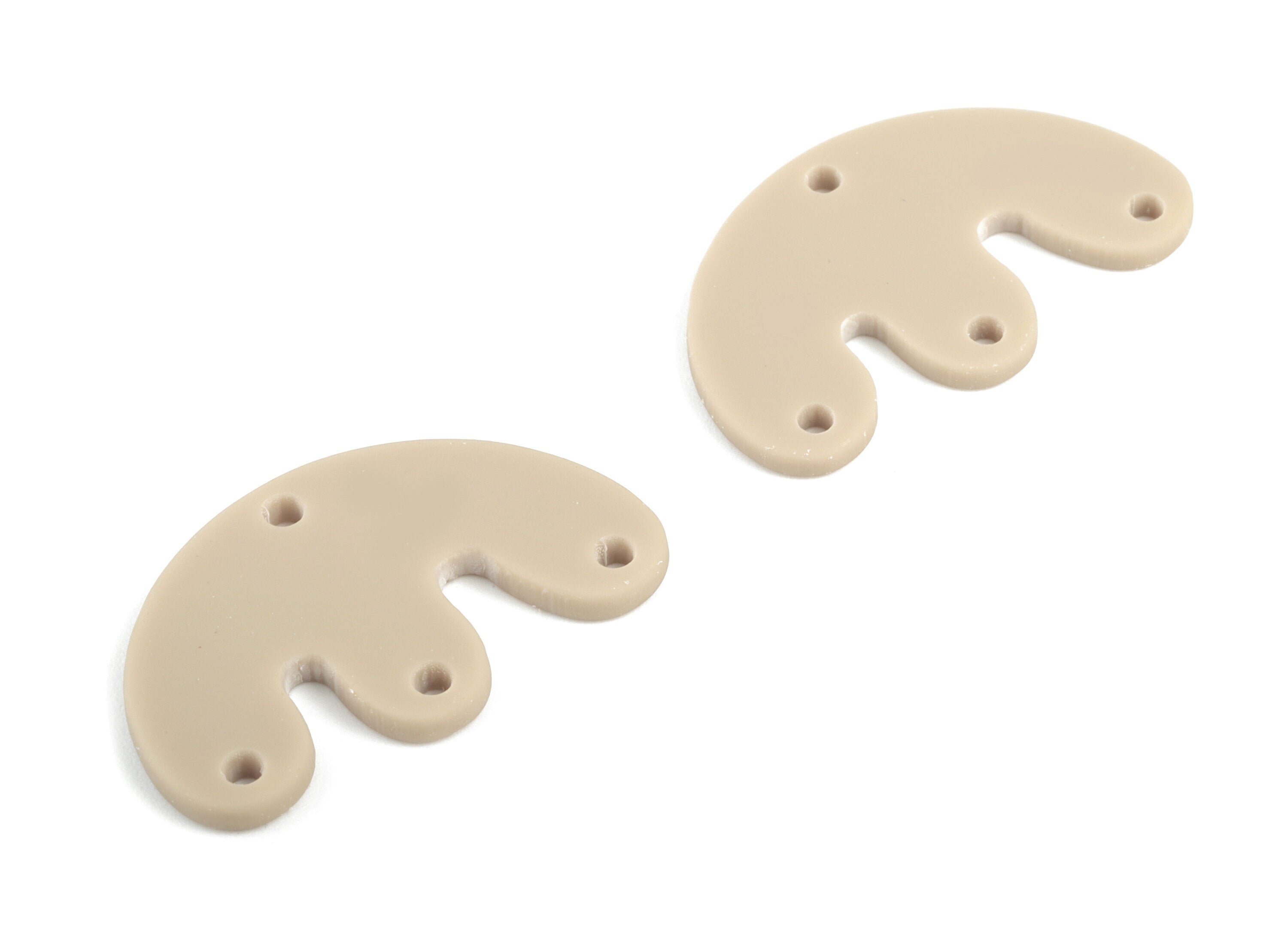 Acrylic D Earring Connector - Brown M Earring Charms - 4 Holes - Jewelry Supplies - Color Code:A498 - 29.66x18.22x2.11mm - AC2035-A498 - DOMEDBAZAAR