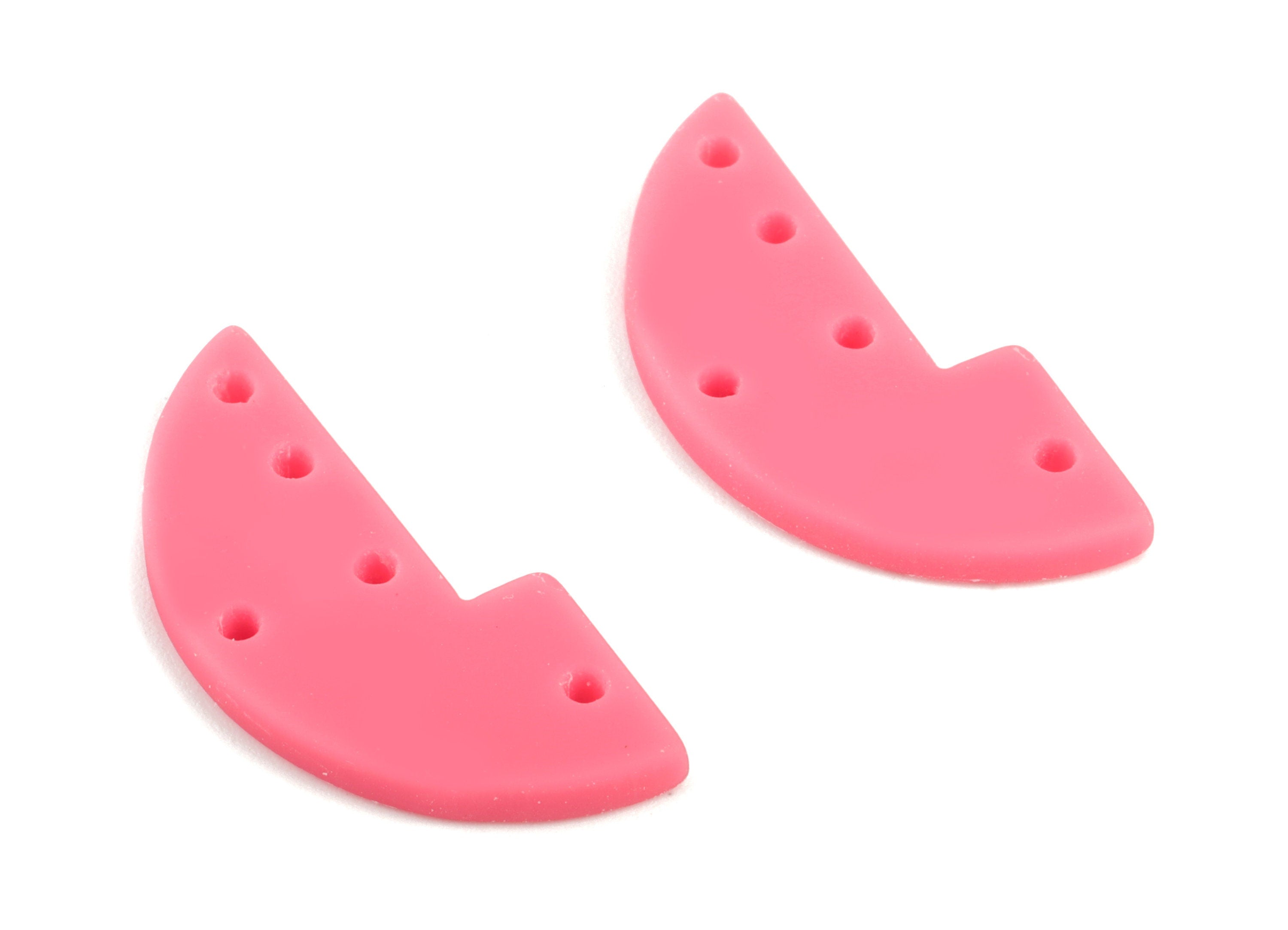 Acrylic Half Moon Earring Connector - Pink Semi Circle Earring Charms - 5 Holes - Color Code:A484 - 29.54x13.22x2.43mm - AC2036-A484 - DOMEDBAZAAR