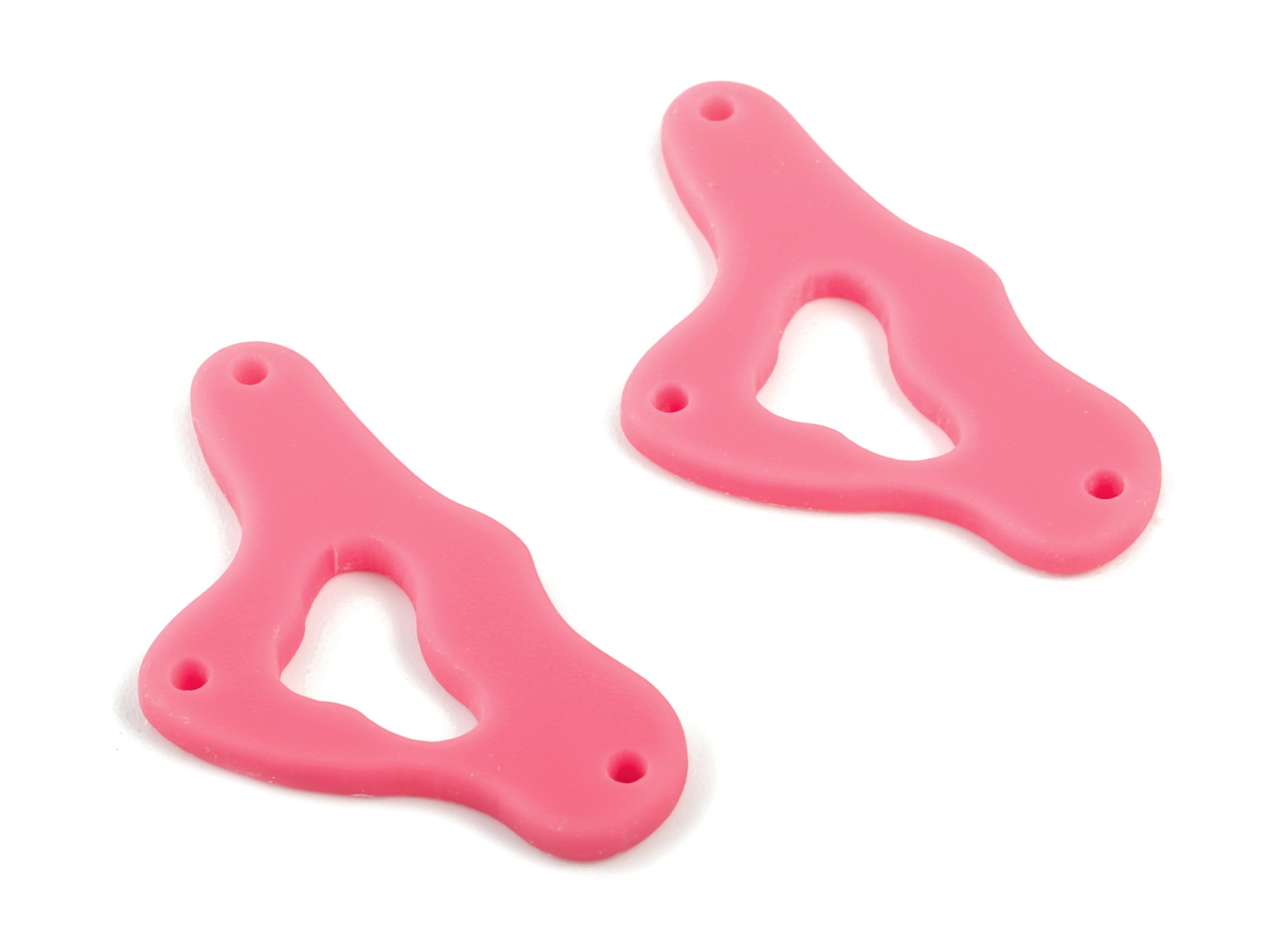 Acrylic Cloud Earring Connector - Pink Cloud Earring Charms - 3 Holes - Color Code:A484 - 33.15x18.19x2.11mm - AC2025-A484 - DOMEDBAZAAR