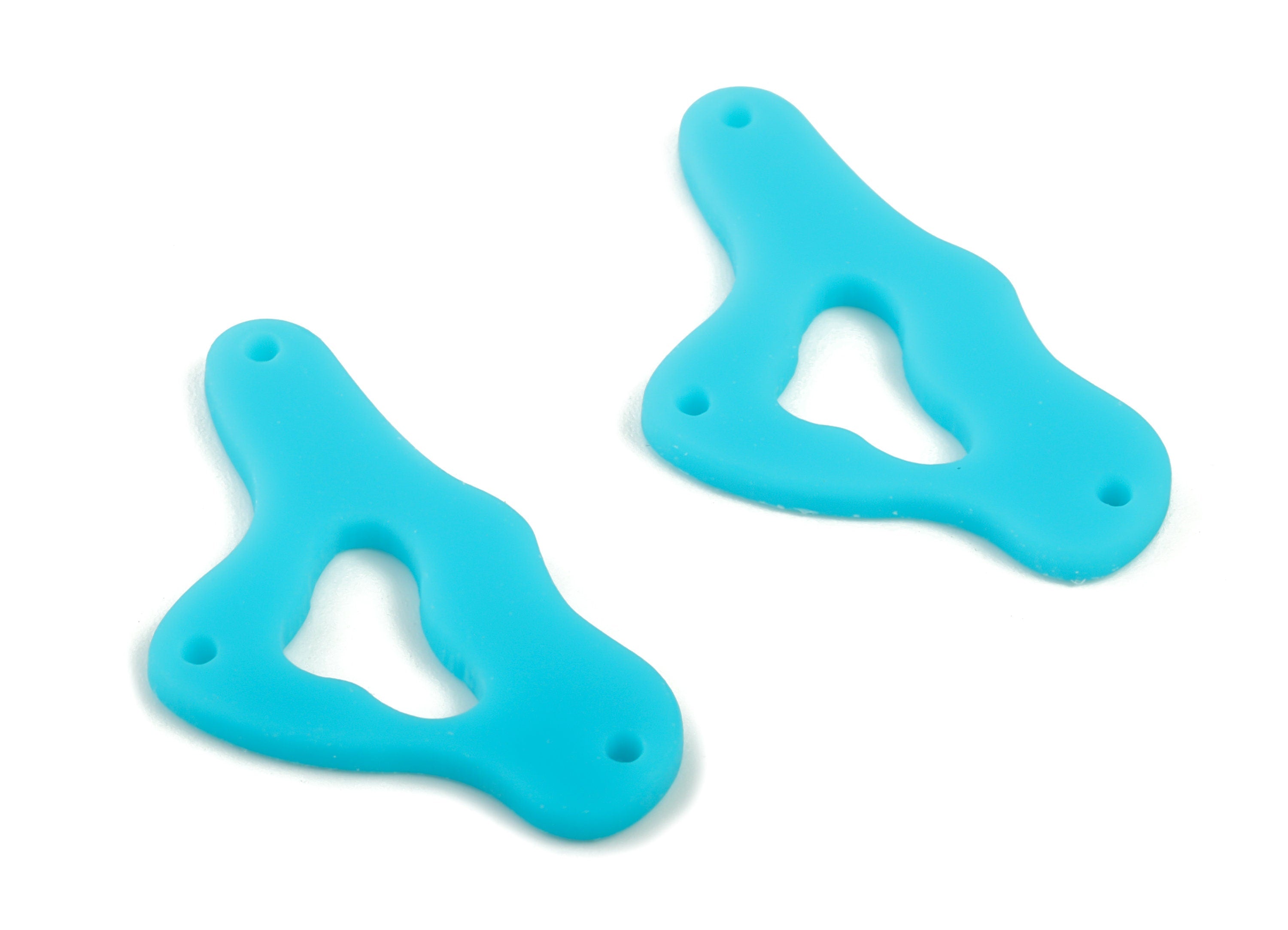 Acrylic Cloud Earring Connector - Blue Cloud Earring Charms - 3 Holes - Color Code:A497 - 33.15x18.19x2.11mm - AC2025-A497 - DOMEDBAZAAR