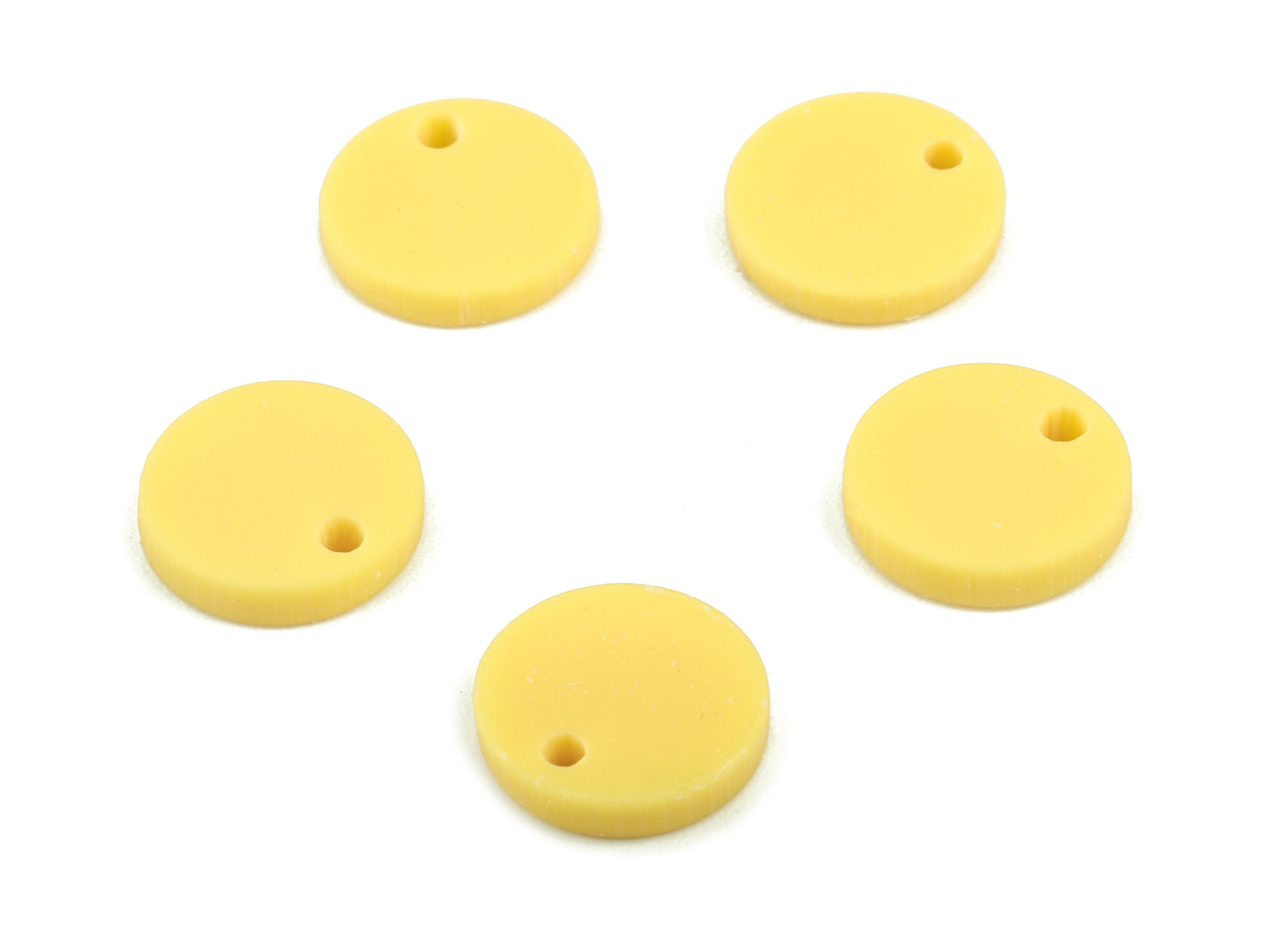 Acrylic Mini Round Earring Charms - Yellow Mini Circle Pendant - Jewelry Supplies - Color Code:A474 - 10.85x10.85x2.11mm - AC2031-A474 - DOMEDBAZAAR