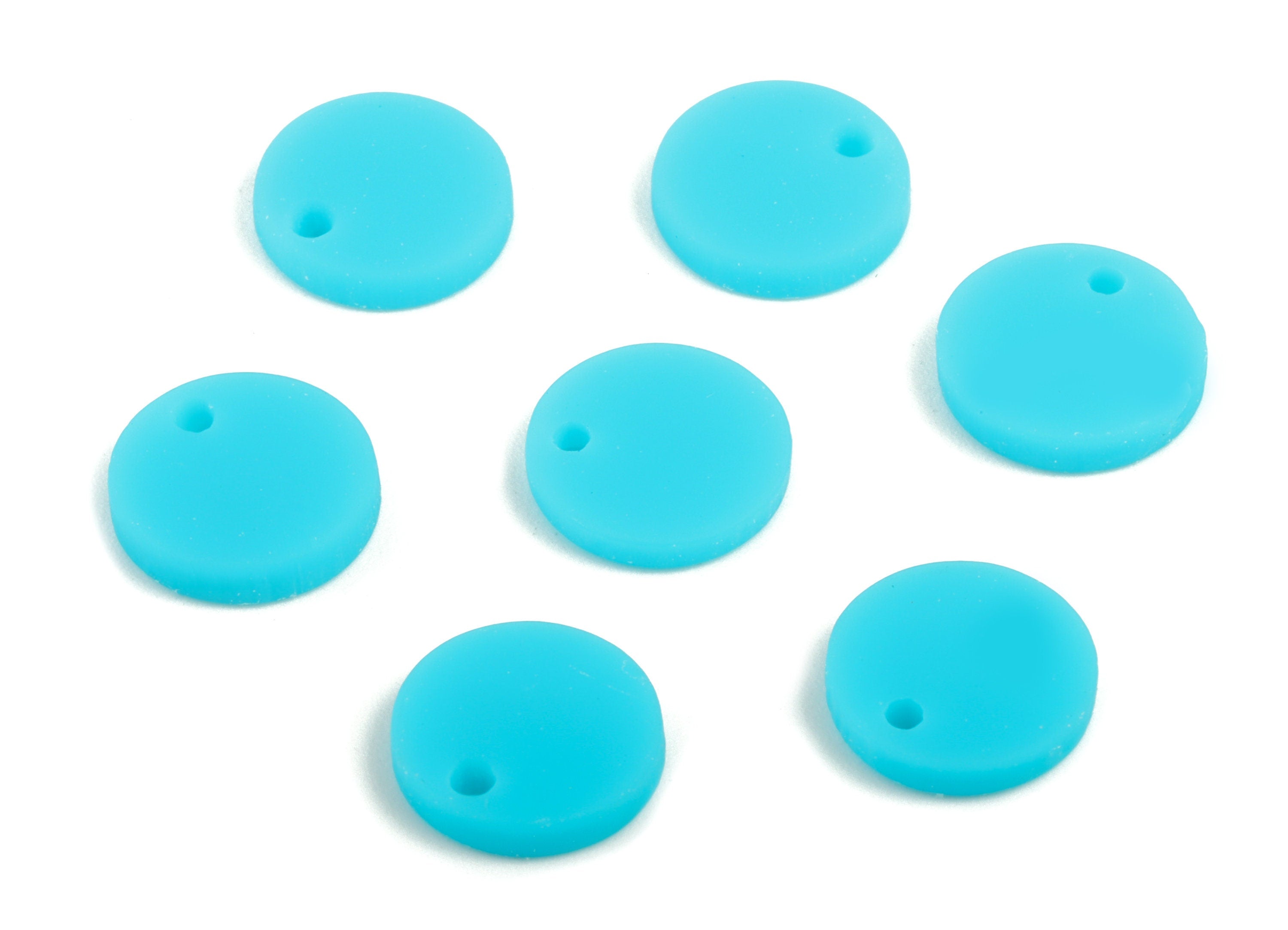 Acrylic Mini Round Earring Charms - Blue Mini Circle Pendant - Jewelry Supplies - Color Code:A497 - 10.85x10.85x2.11mm - AC2031-A497 - DOMEDBAZAAR