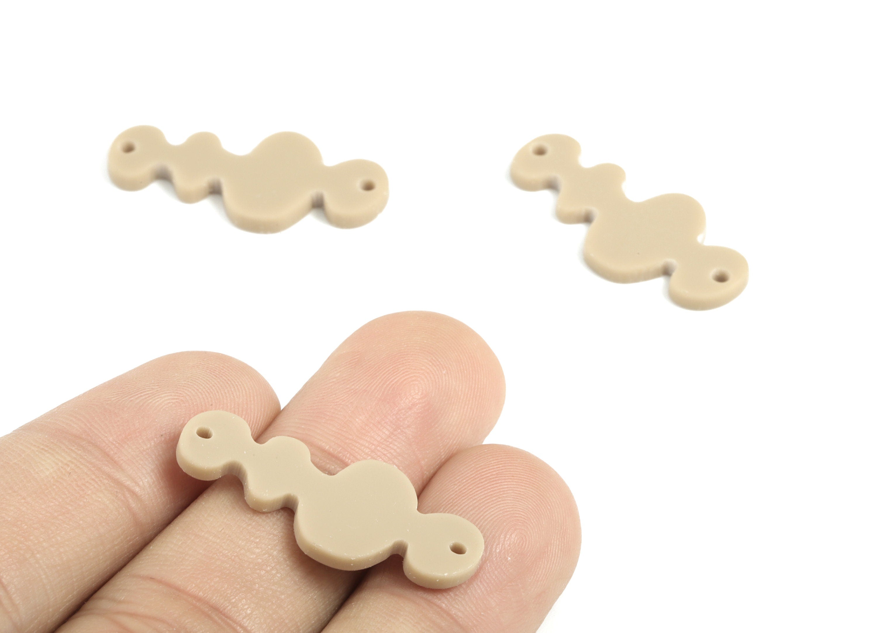 Acrylic Waves Earring Connector - Brown Waves Earring Charms - 2 Holes - Jewelry Supplies - Color Code:A498 - 29.65x13.41x2mm - AC2033-A498 - DOMEDBAZAAR