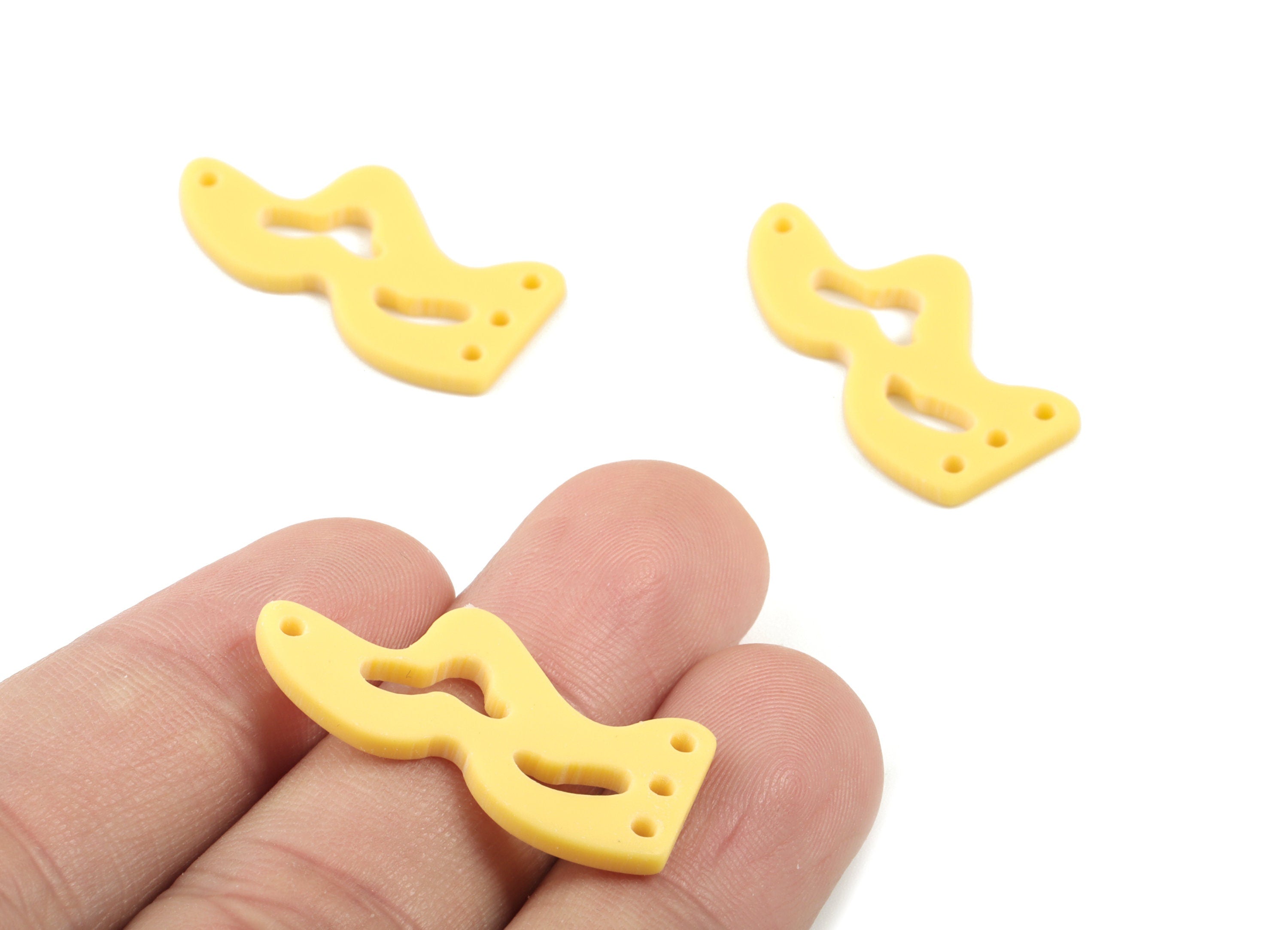 Acrylic Waves Earring Connector - Yellow Waves Earring Charms - 2 Holes - Jewelry Supplies - Color Code:A474 - 30.45x14.64x2mm - AC2034-A474 - DOMEDBAZAAR