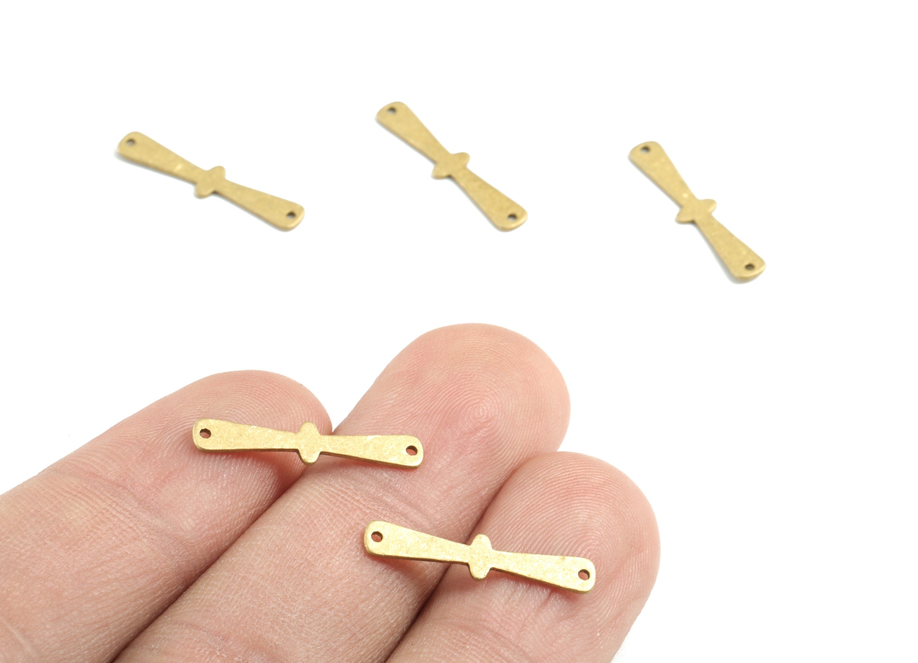 Brass Stick Earring Connector - Raw Brass Stick Charms and Pendant - 2 Holes - Jewelry Supplies - 20.02x4.48x0.6mm - PPM3170 - DOMEDBAZAAR