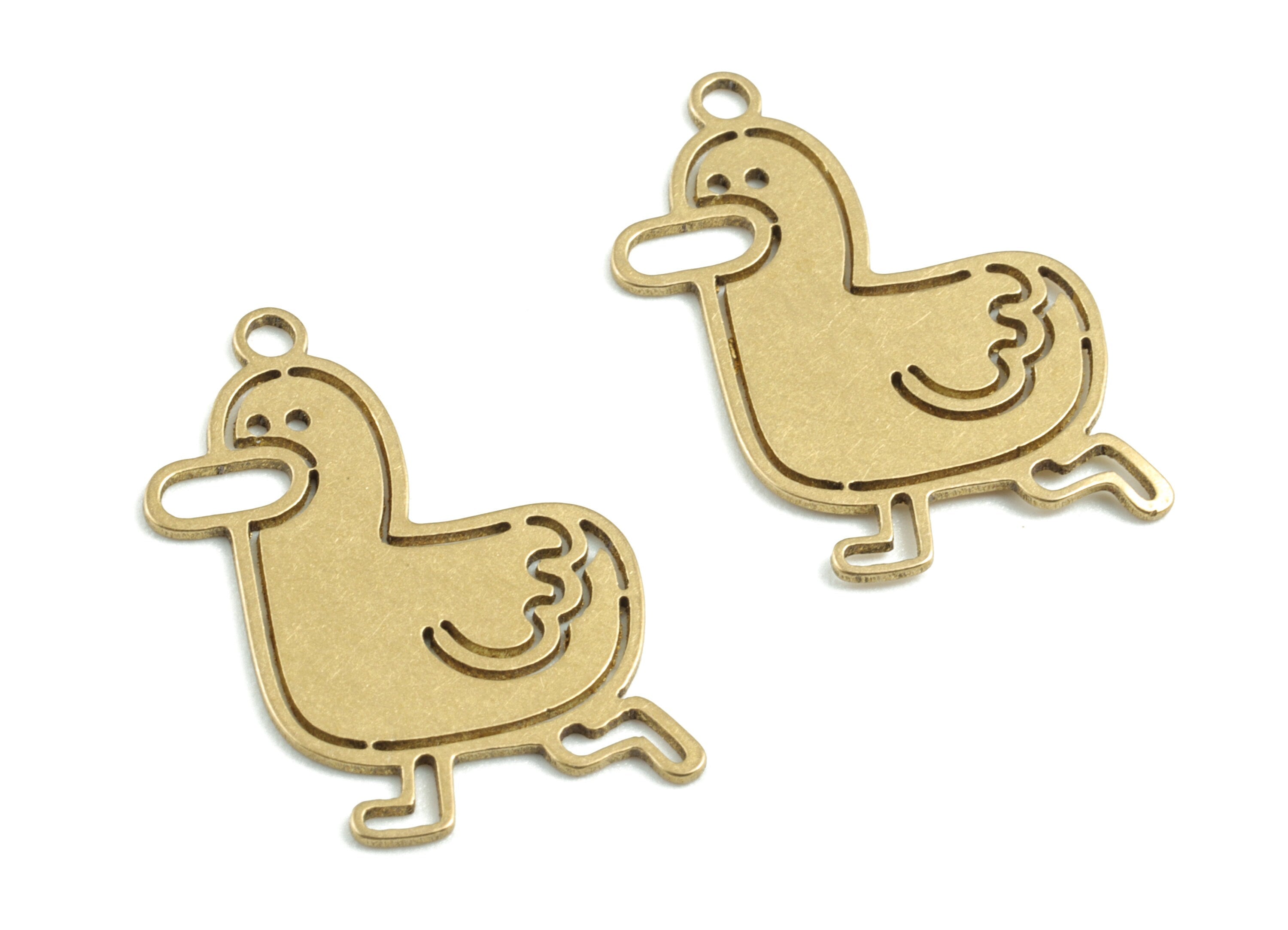 Brass Duck Earring Charms - Raw Brass Running Duck Pendant - Earrings Finding - Jewelry Supplies - 23.23x14.9x0.59mm - PPM3172 - DOMEDBAZAAR