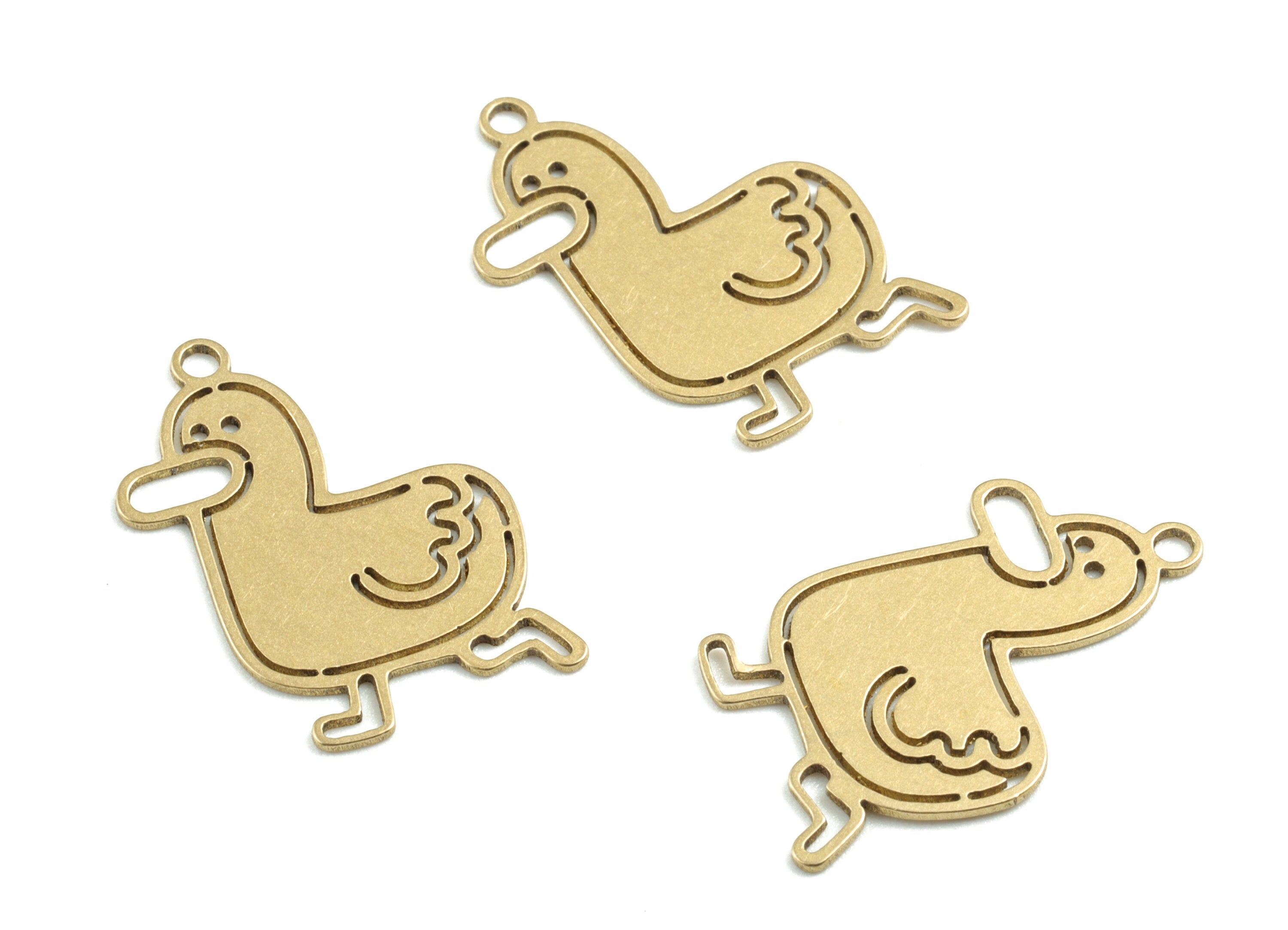 Brass Duck Earring Charms - Raw Brass Running Duck Pendant - Earrings Finding - Jewelry Supplies - 23.23x14.9x0.59mm - PPM3172 - DOMEDBAZAAR