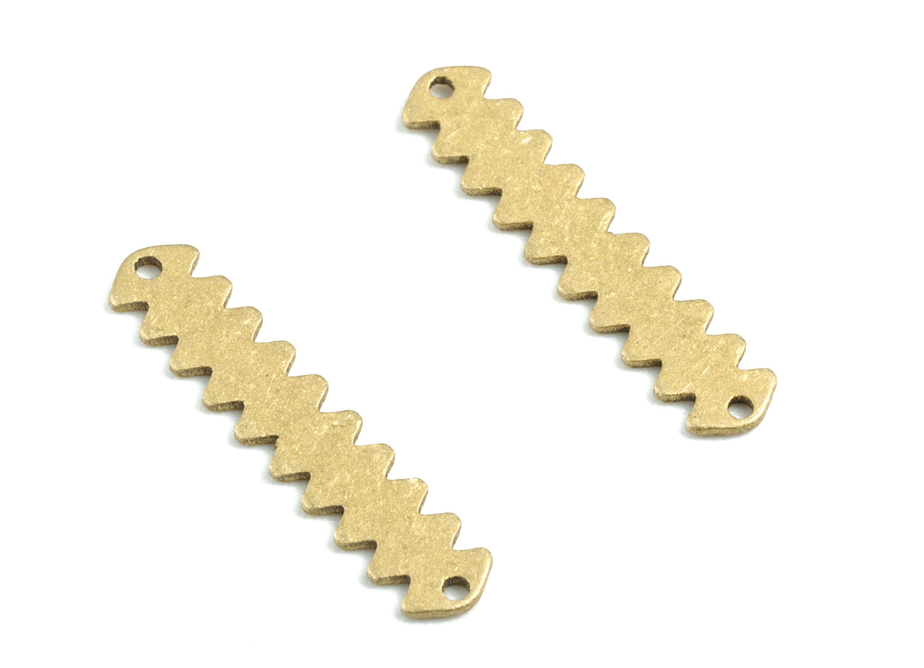 Brass Saw Stick Earring Connector - Raw Brass Stick Earring Charms and Pendant - 2 Holes - Jewelry Supplies - 19.53x4.11x0.61mm - PPM3169 - DOMEDBAZAAR