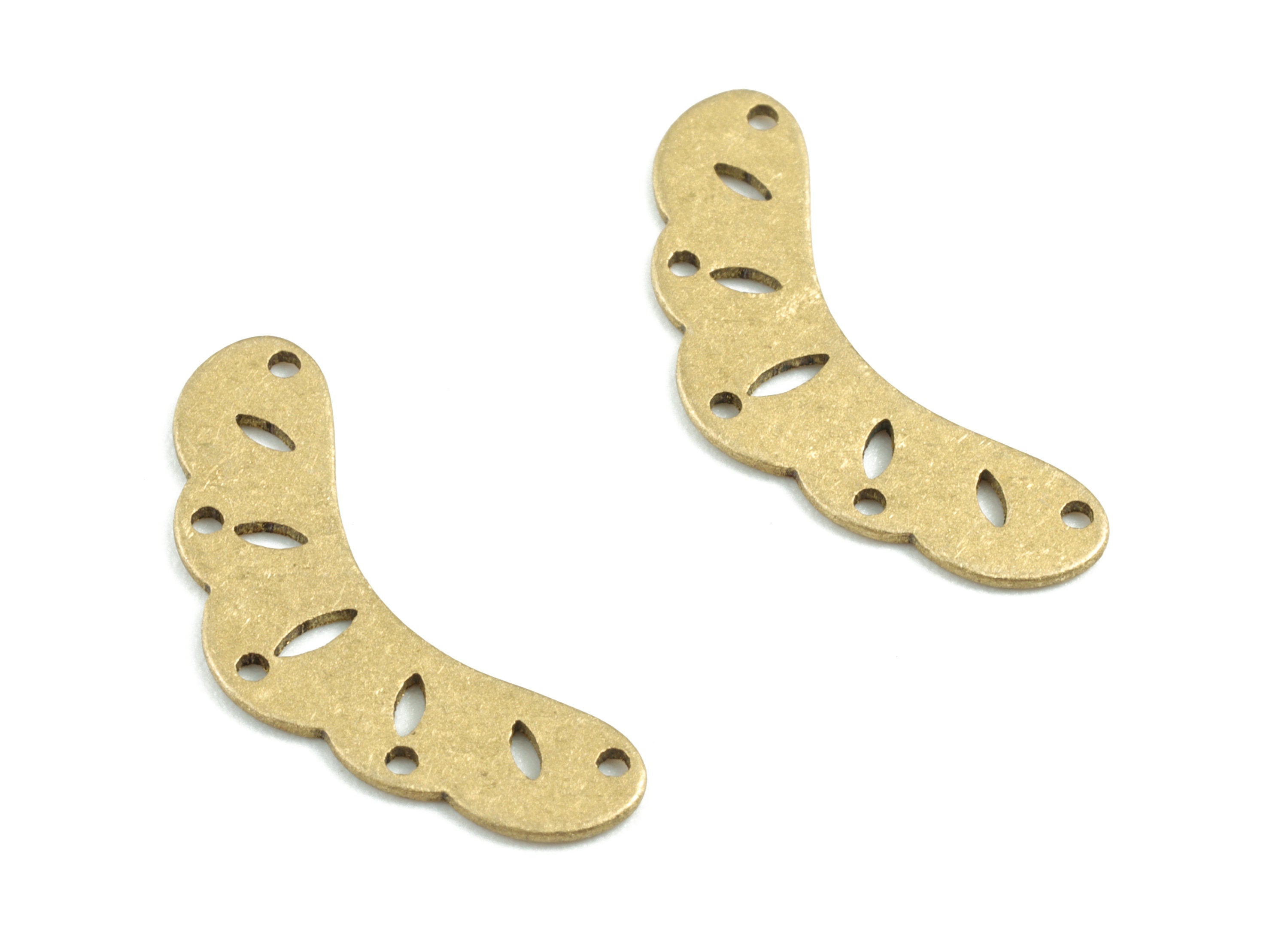 Brass Leafs Earring Connector - Raw Brass Leafs Earring Charms and Pendant - 5 Holes - Jewelry Supplies - 21.57x9.14x0.59mm - PPM3174 - DOMEDBAZAAR