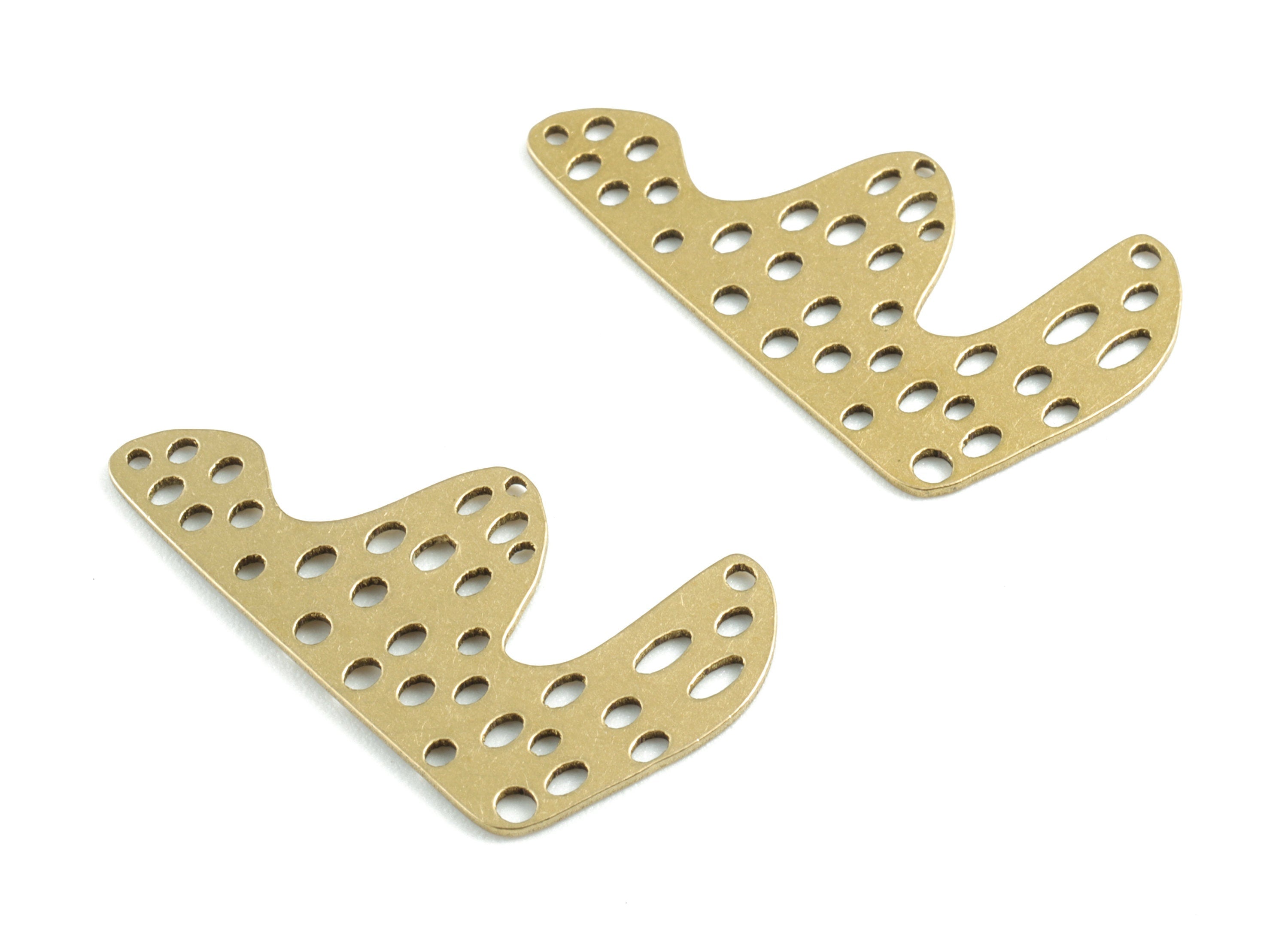 Brass Wave Holes Earring Connector - Raw Brass Mountains Earring Charms - Earrings Finding - Jewelry Supplies - 27.11x15.12x0.62mm - PPM3198 - DOMEDBAZAAR